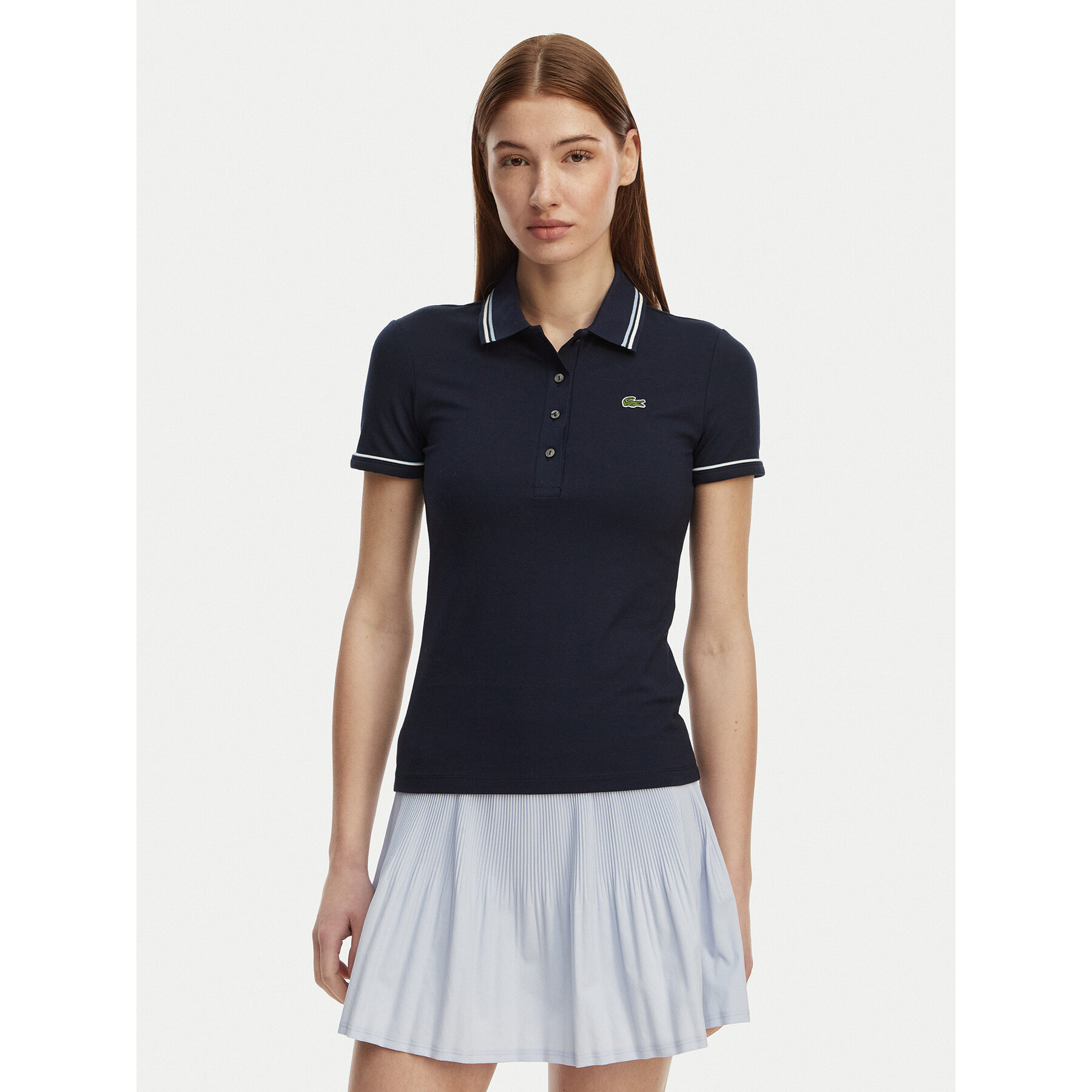Lacoste Polo DF5284 Granatowy Slim Fit