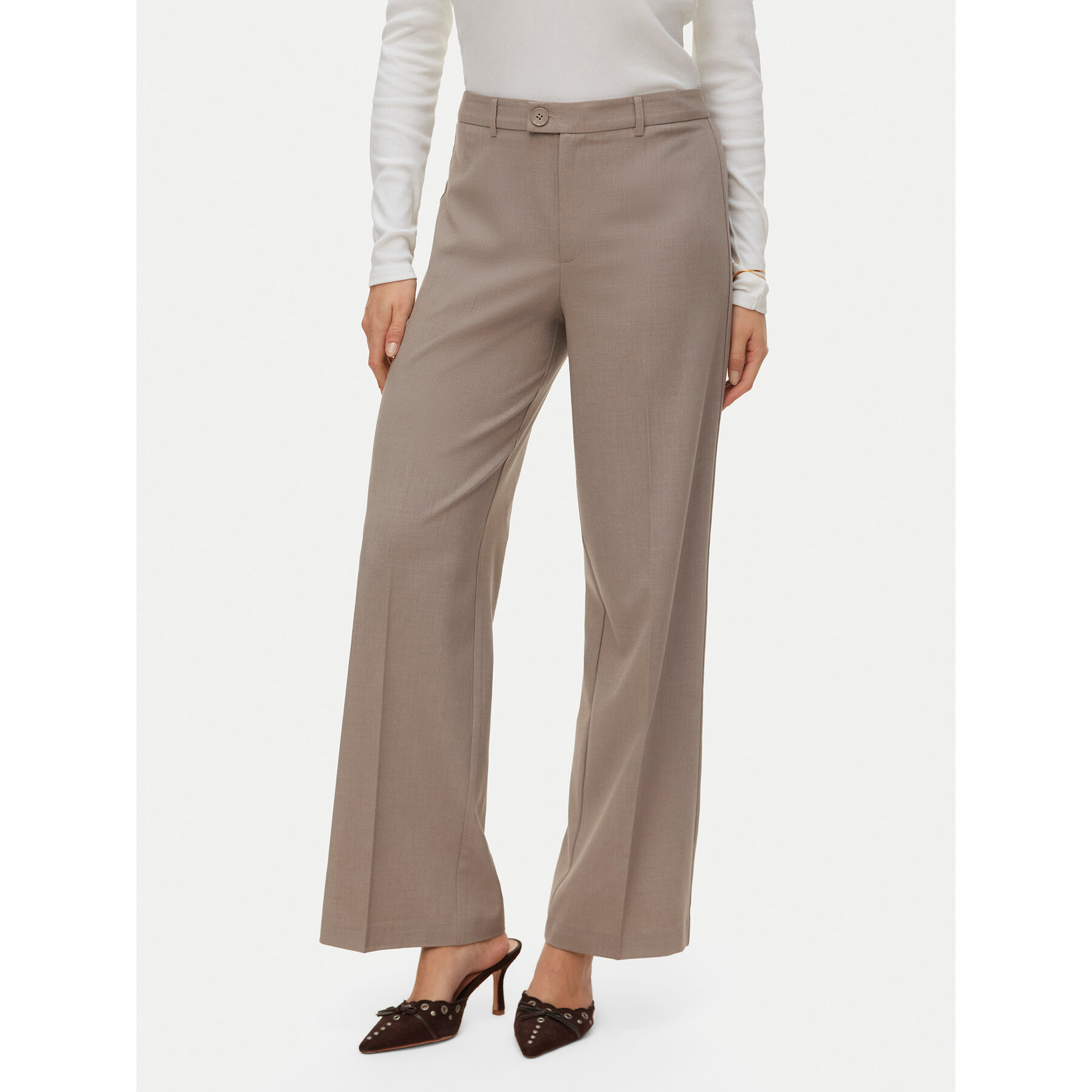 Vero Moda Spodnie materiałowe Texas 10334103 Beżowy Straight Fit