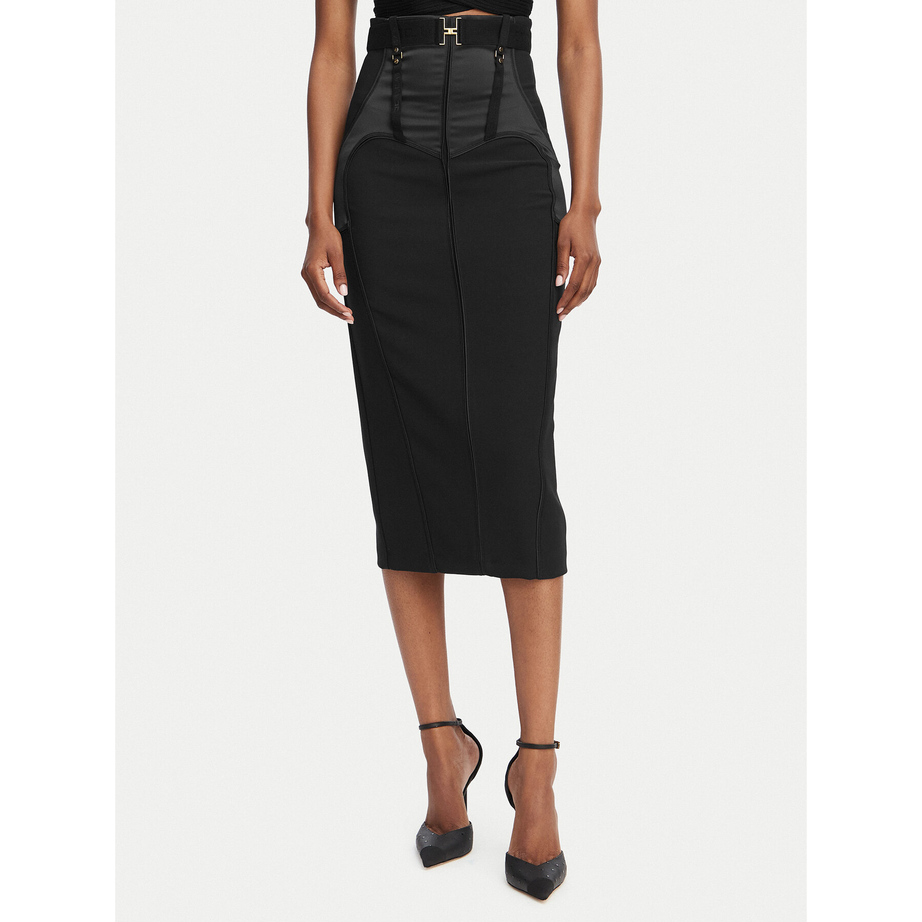 Elisabetta Franchi Spódnica ołówkowa GO-148-62E2-V440 Czarny Slim Fit