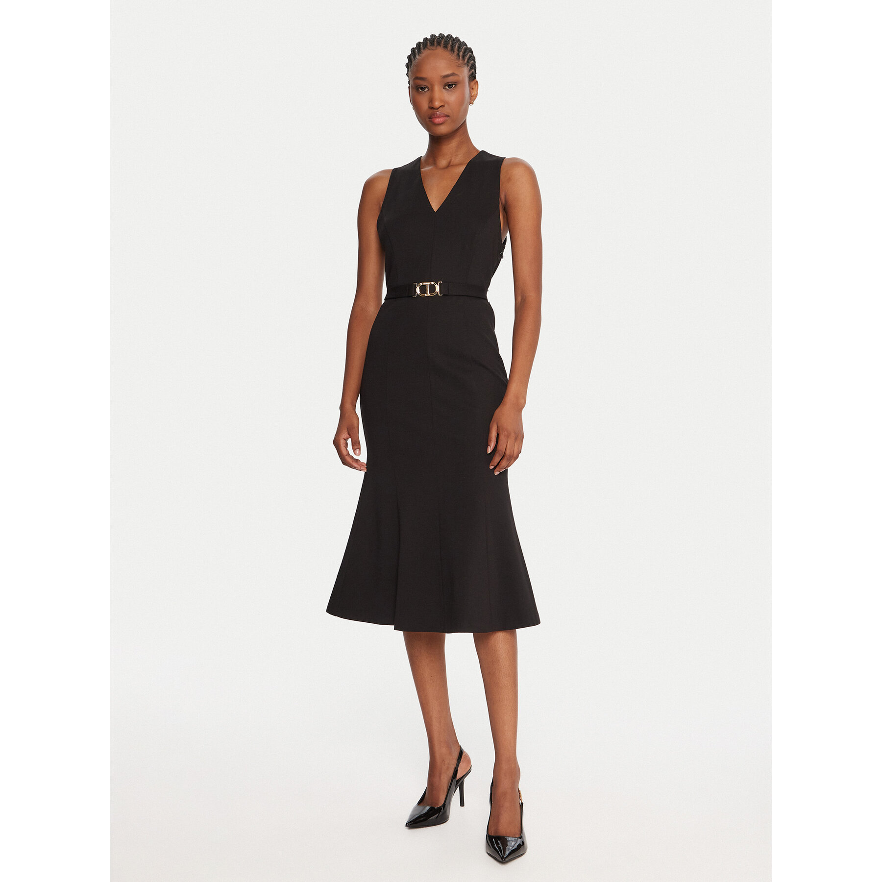 TWINSET Sukienka koktajlowa 252TP2606 Czarny Slim Fit