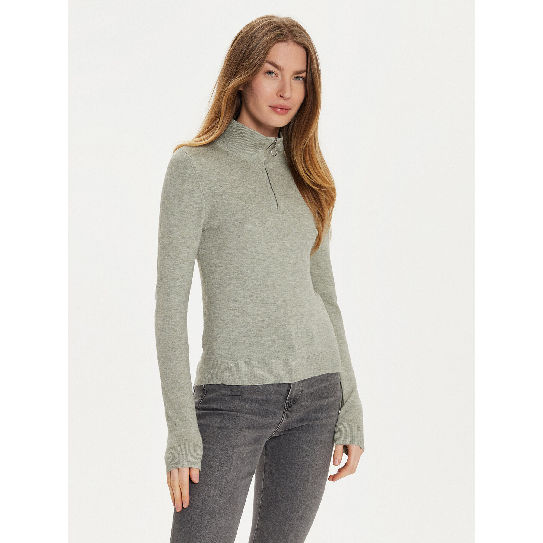Vero Moda Sweter Happiness 10317993 Szary Slim Fit