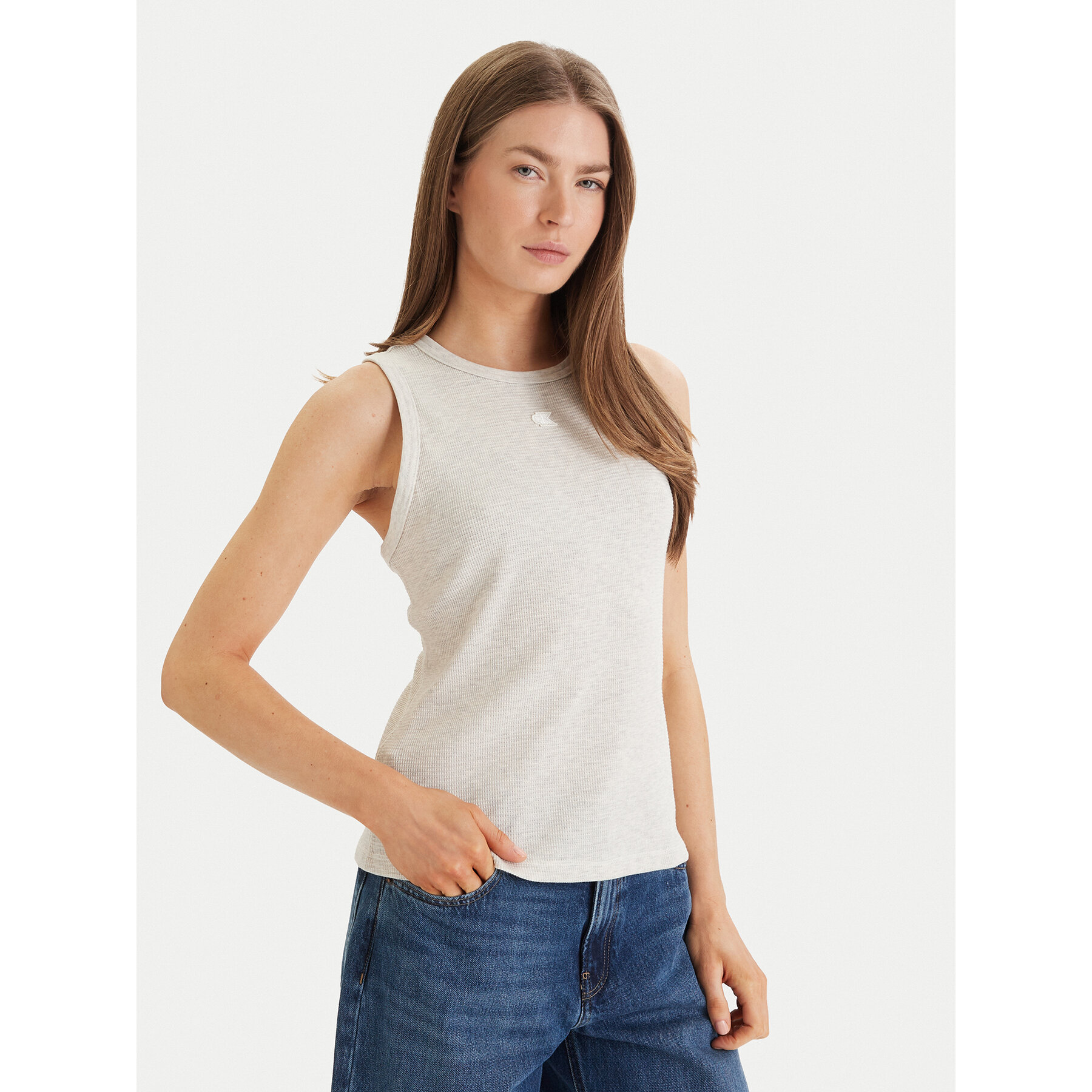 Calvin Klein Jeans Top LV047F232G Beżowy Regular Fit