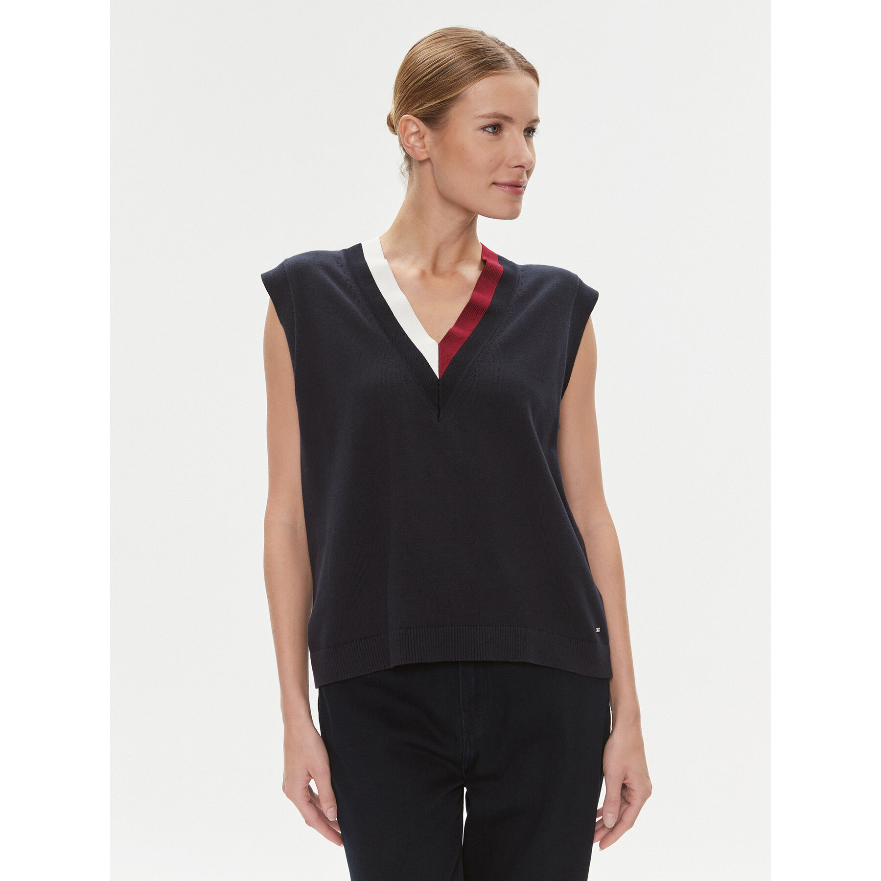 Tommy Hilfiger Sweter WW0WW40123 Granatowy Relaxed Fit