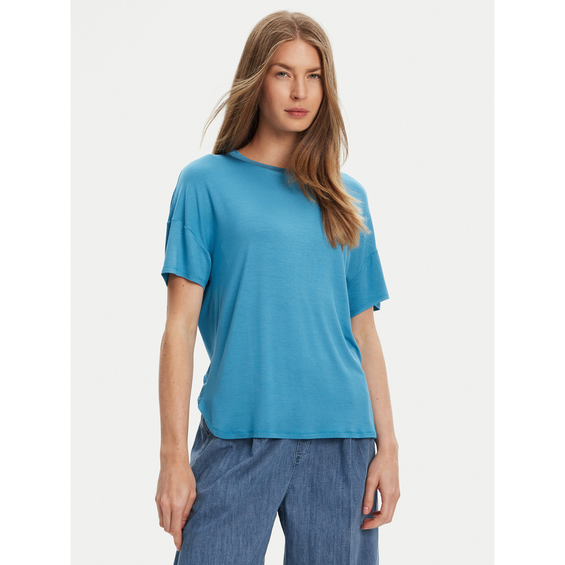 United Colors Of Benetton T-Shirt 3Z12D101X Niebieski Slim Fit