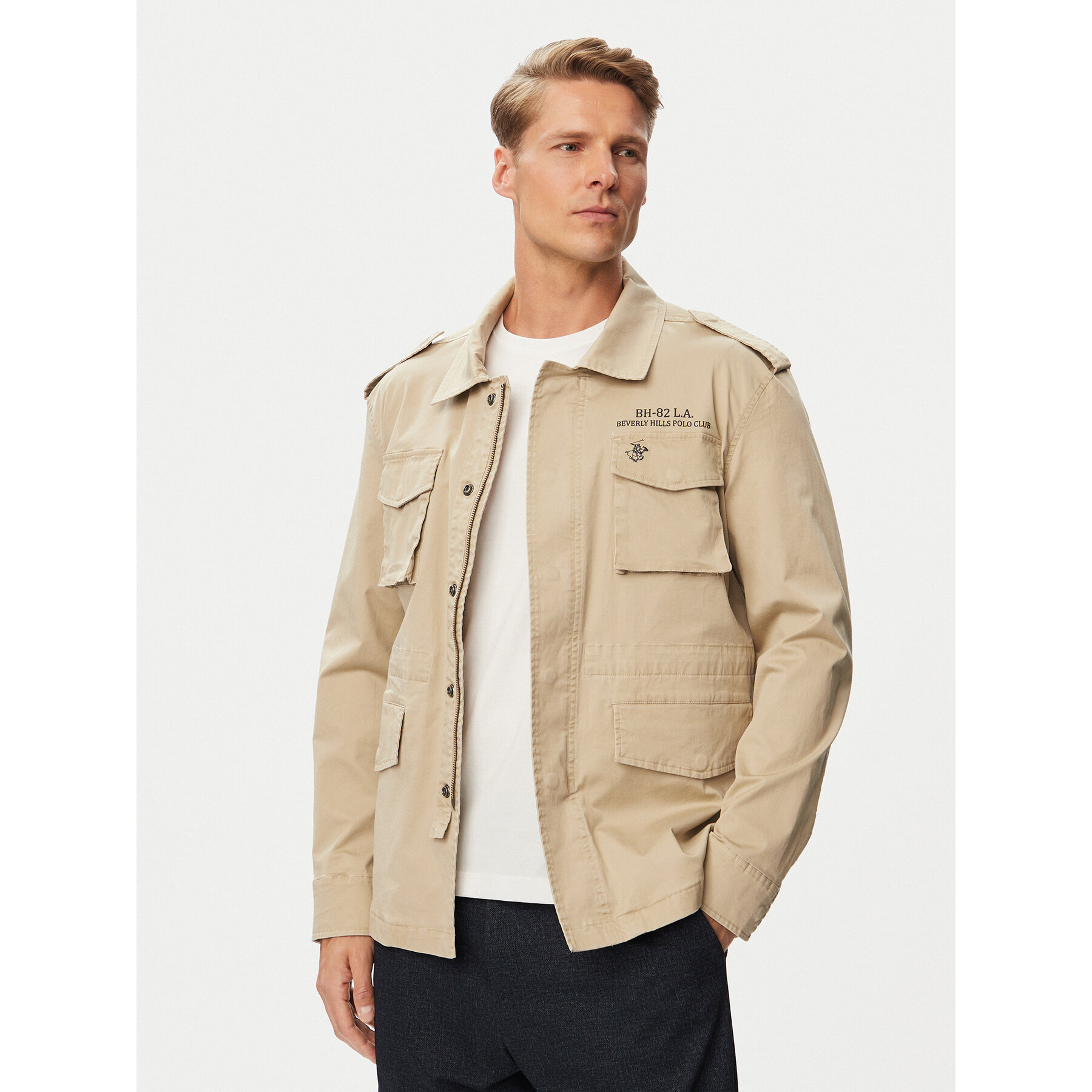 Beverly Hills Polo Club Kurtka przejściowa P-SS26M-JK0197 Beżowy Regular Fit