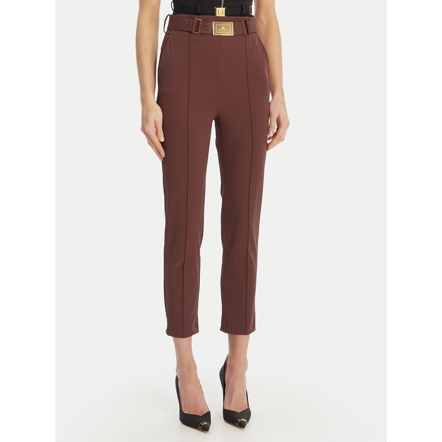 Elisabetta Franchi Spodnie materiałowe PA-132-61E2-V350 Brązowy Regular Fit