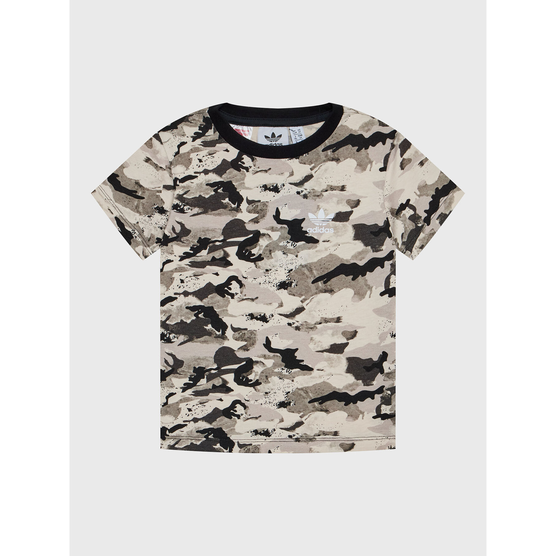 adidas T-Shirt Allover HK0276 Beżowy Regular Fit