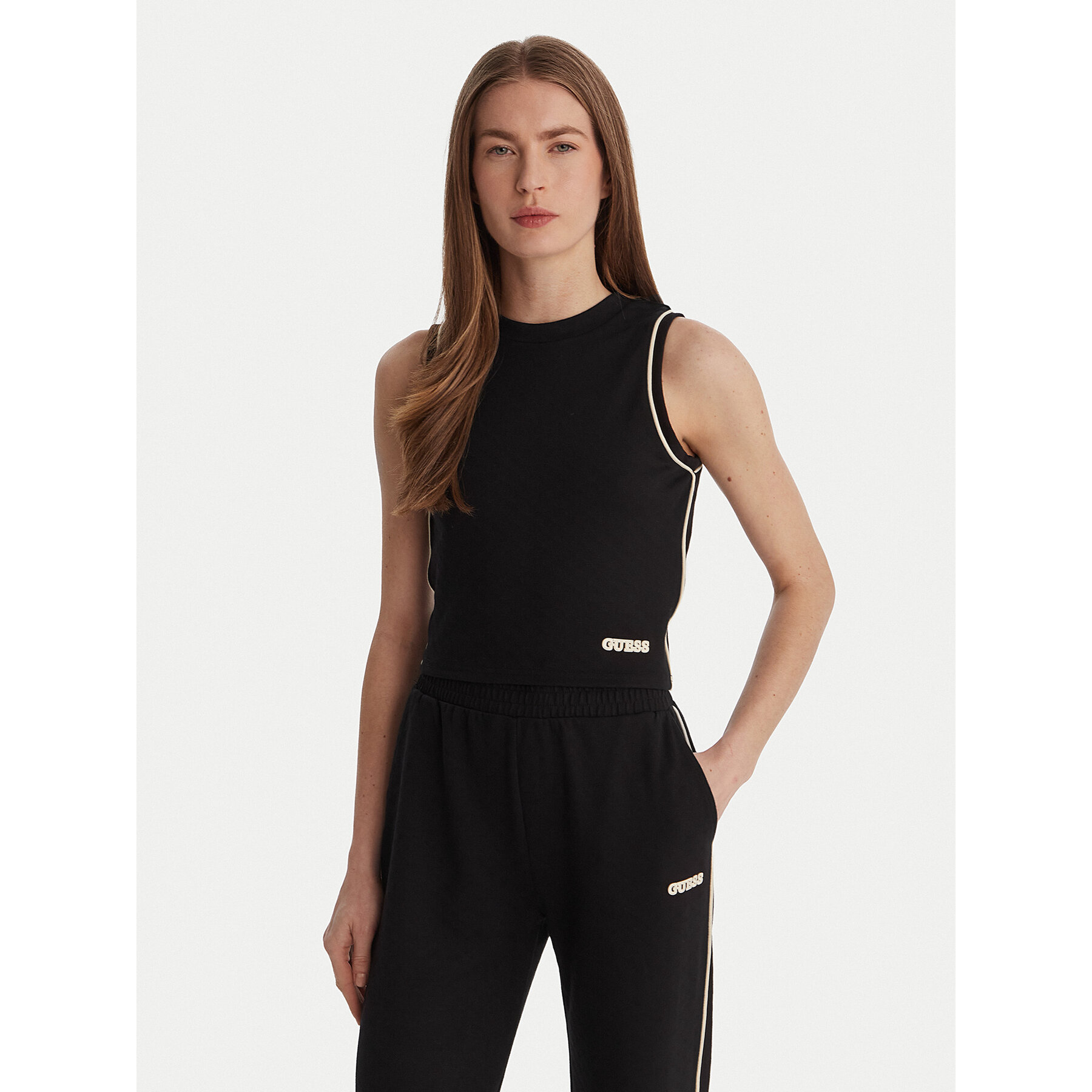 Guess Top V6GP17 K3215 Czarny Regular Fit