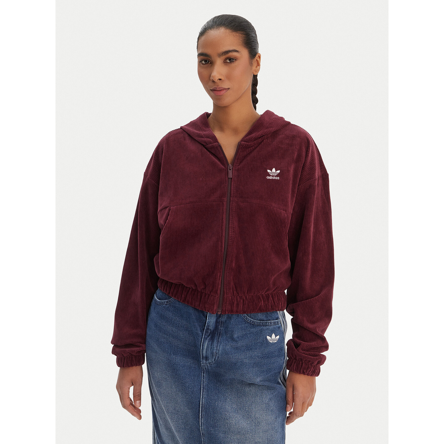 adidas Bluza Essentials Chenile KE1119 Bordowy Loose Fit