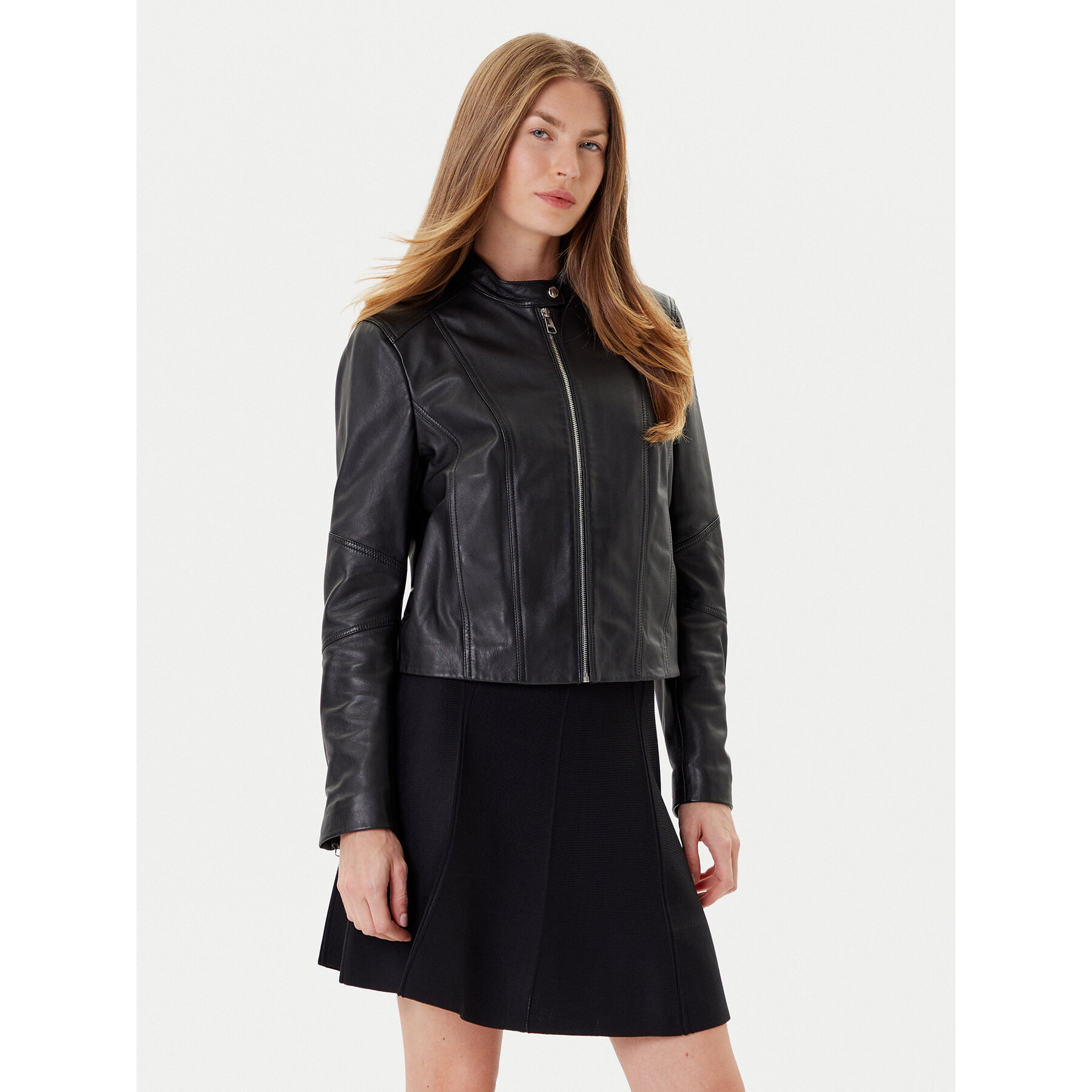 BOSS Kurtka skórzana C_Saleste1 50545625 Czarny Regular Fit
