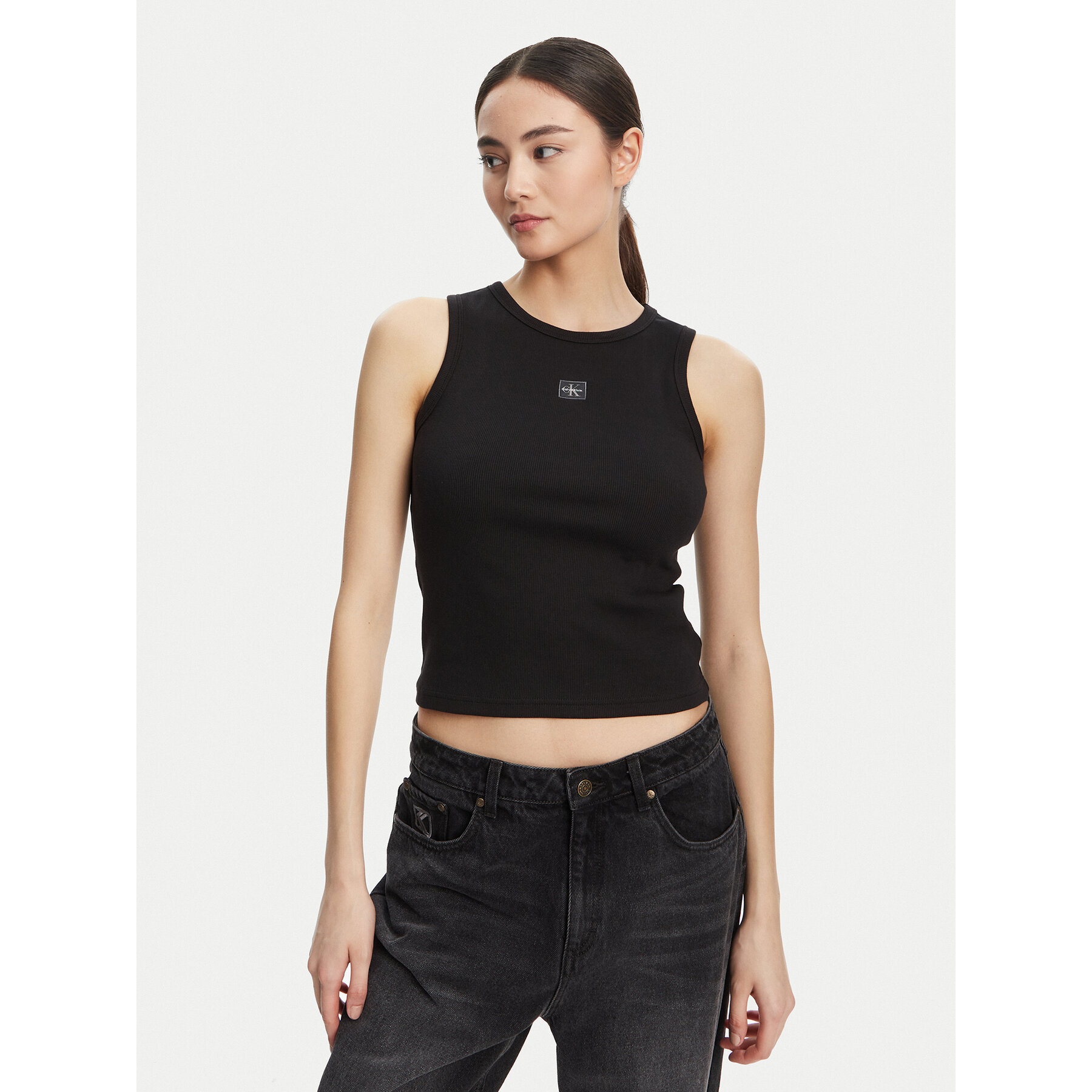Calvin Klein Jeans Top LV047C201G Czarny Slim Fit