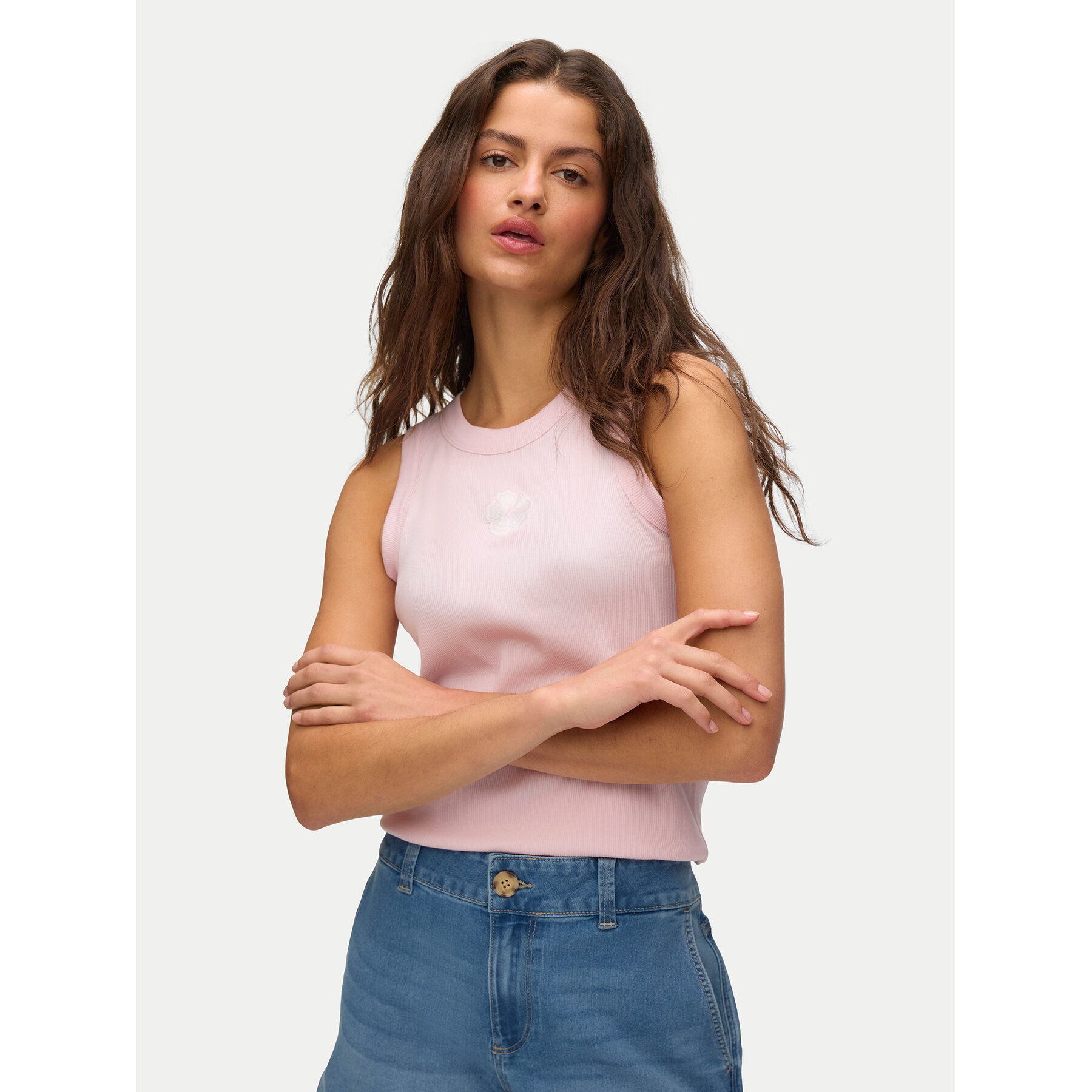 Vero Moda Top Nira 10341982 Różowy jasny Slim Fit