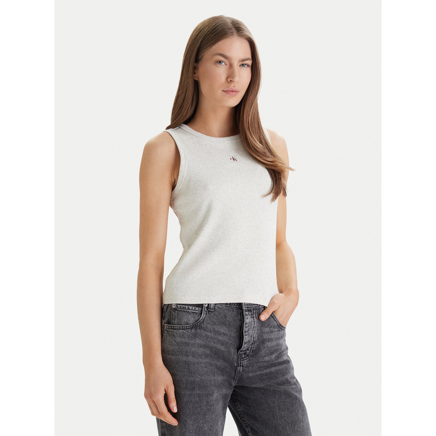 Calvin Klein Jeans Top LV047C201G Beżowy Slim Fit