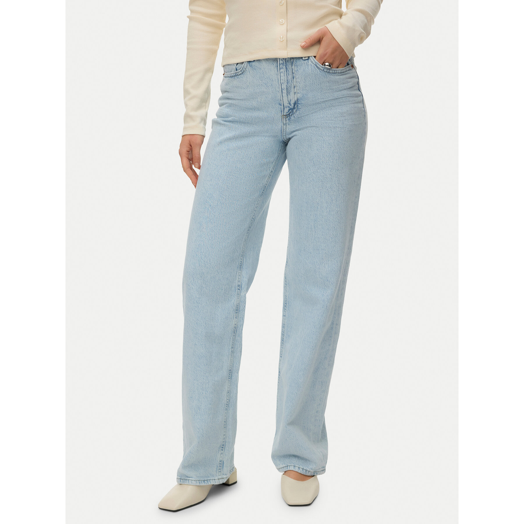 Vero Moda Jeansy Tessa 10345321 Niebieski Wide Leg