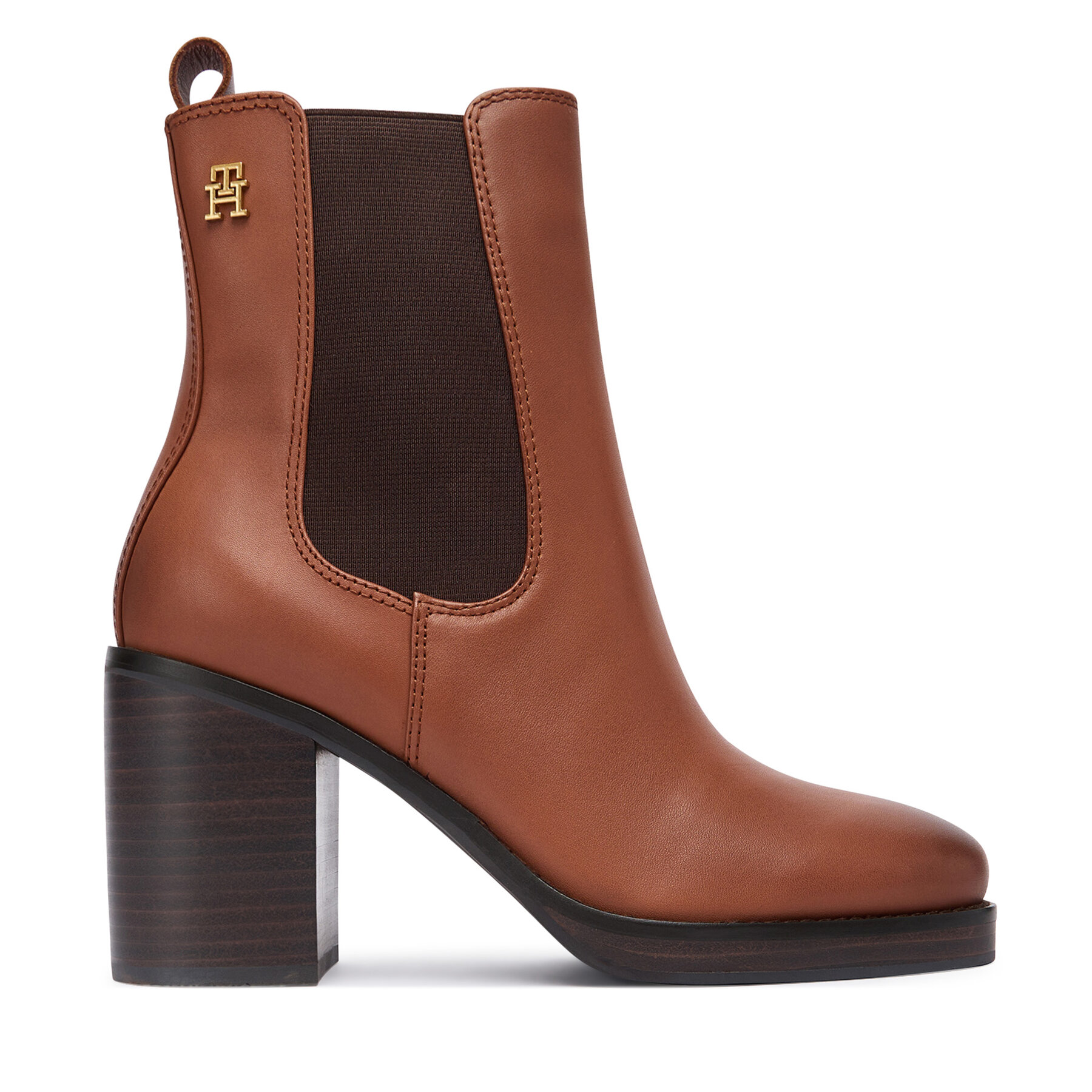 Tommy Hilfiger Botki Square Toe Chelsea High Block Hl FW0FW08844 Brązowy