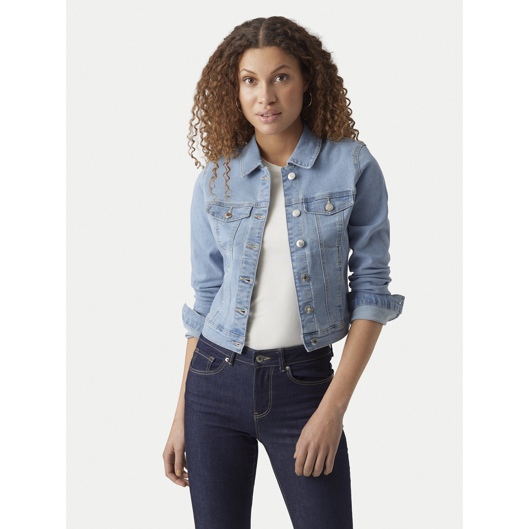 Vero Moda Kurtka jeansowa Luna 10279492 Błękitny Slim Fit