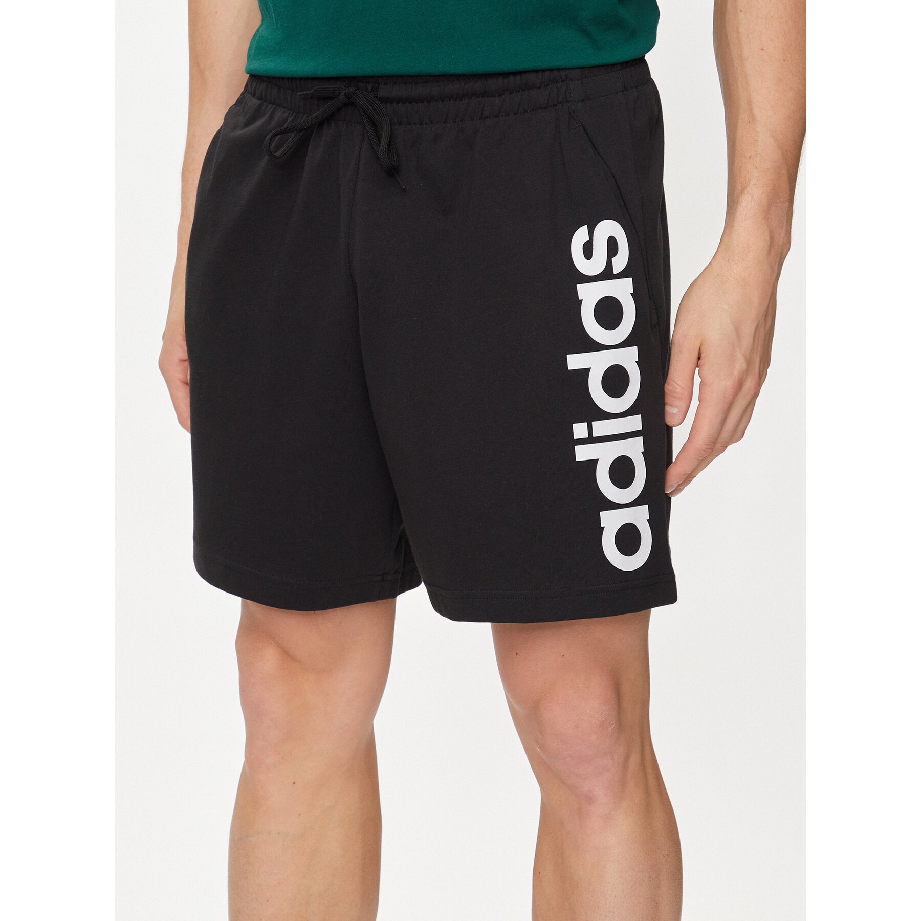 adidas Szorty sportowe AEROREADY Essentials Single Jersey Linear Logo Shorts IC0062 Czarny Regular Fit
