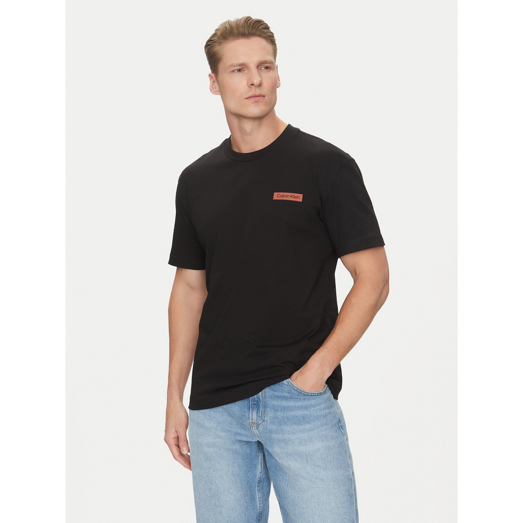 Calvin Klein T-Shirt Overlay Print K10K114158 Czarny Regular Fit