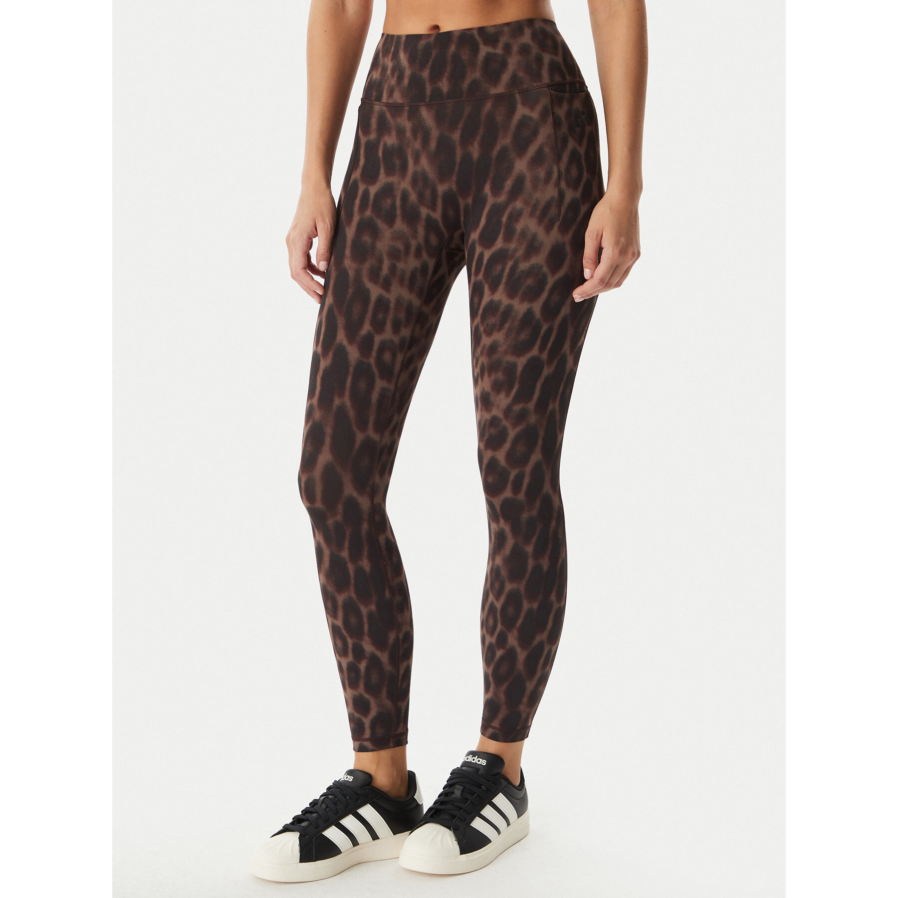 adidas Legginsy Optime Power Leopard KF9094 Brązowy Slim Fit