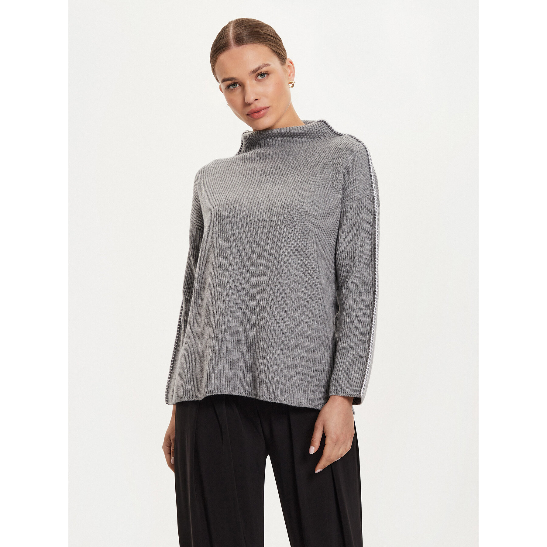 Weekend Max Mara Sweter Fanfara 2426366178 Szary Relaxed Fit