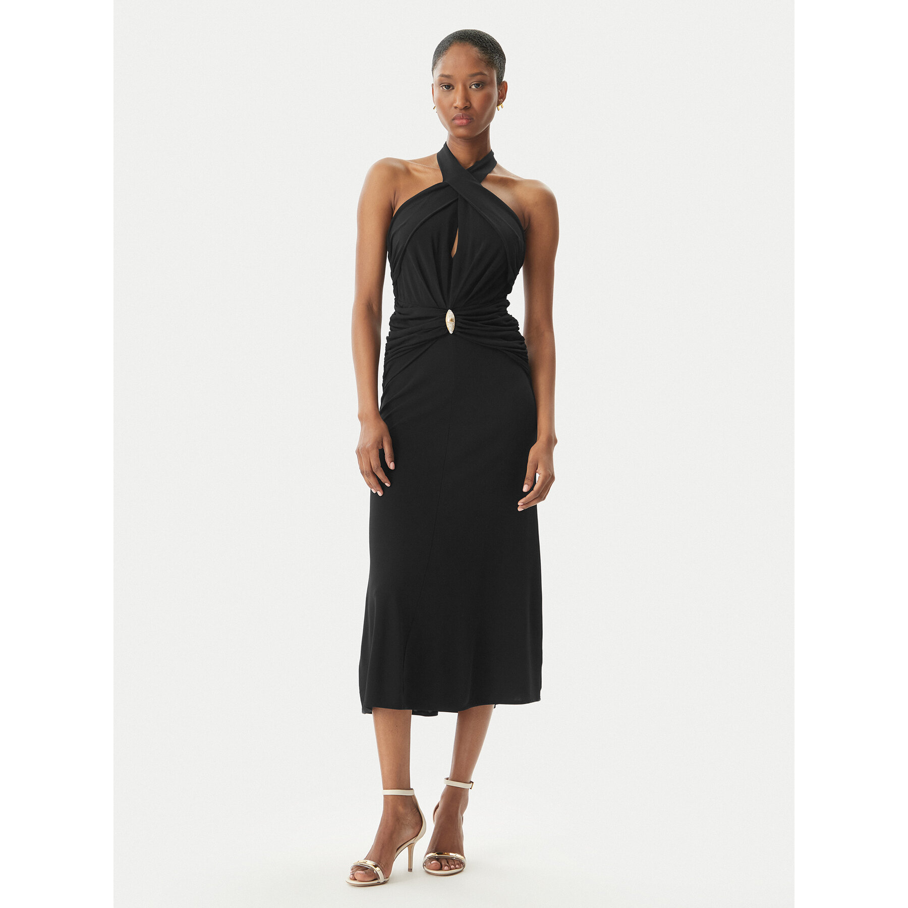Elisabetta Franchi Sukienka koktajlowa AB-719-52E2-V560 Czarny Regular Fit
