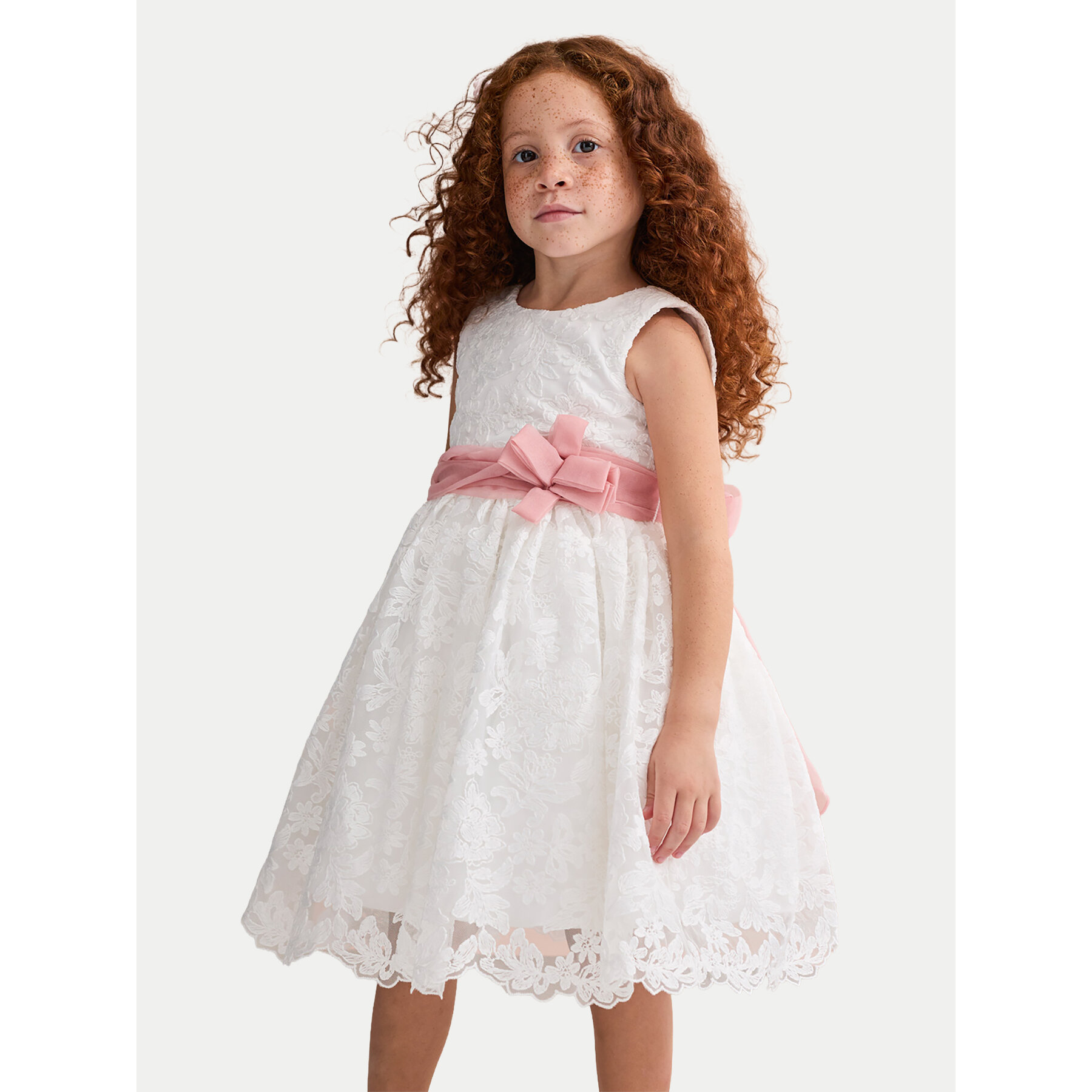 Abel & Lula Sukienka elegancka 5035 Biały Regular Fit