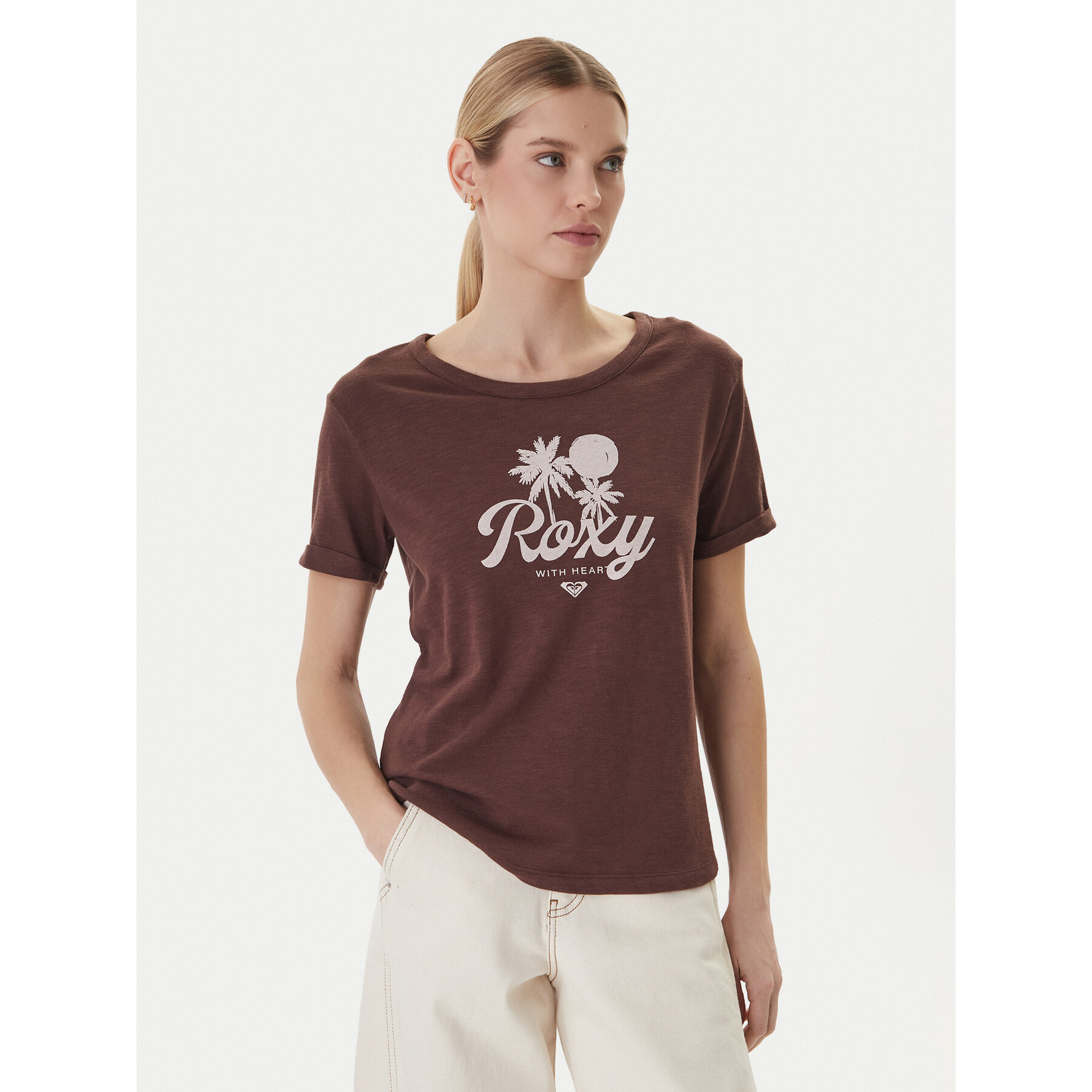 Roxy T-Shirt Oceanwave ERJZT06096 Beżowy Loose Fit