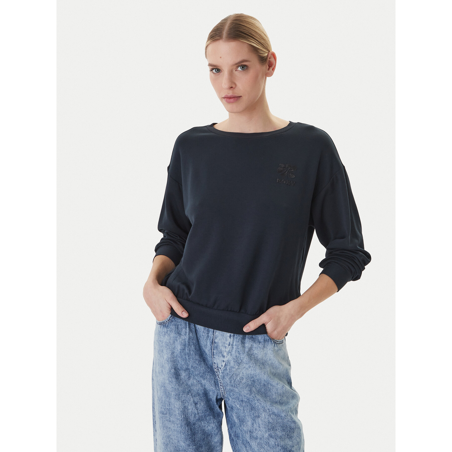 Roxy Bluza Surfing By Moonlight ERJFT05067 Czarny Regular Fit