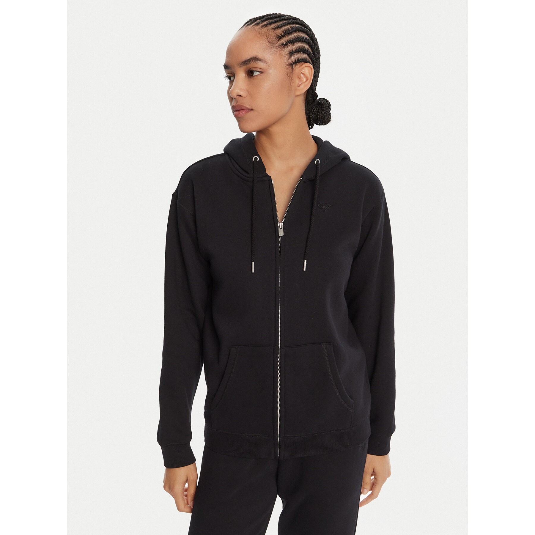 Roxy Bluza Surf Stoked Zipped Brushed ERJFT05022 Czarny Regular Fit