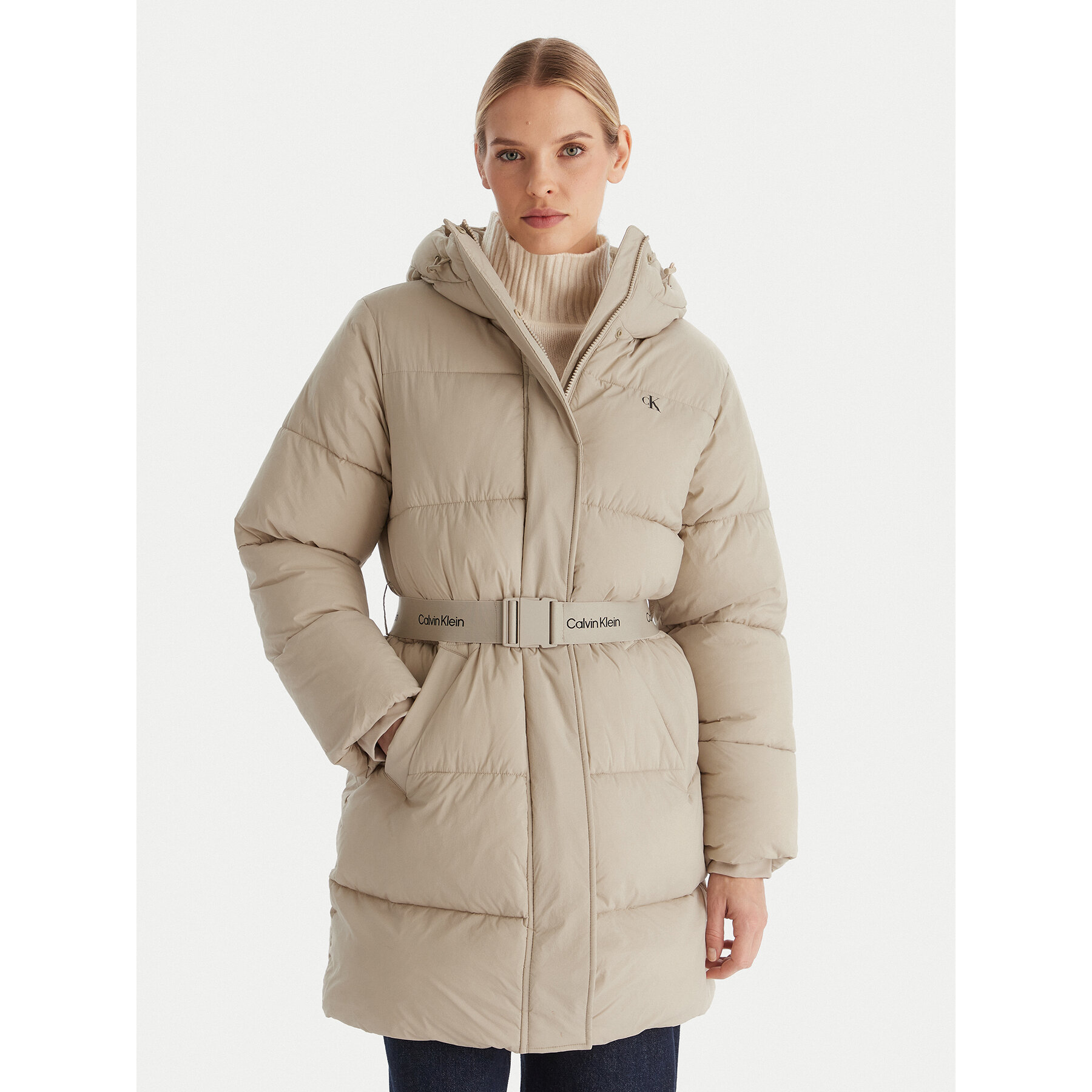 Calvin Klein Jeans Kurtka zimowa LV047D508G Beżowy Regular Fit