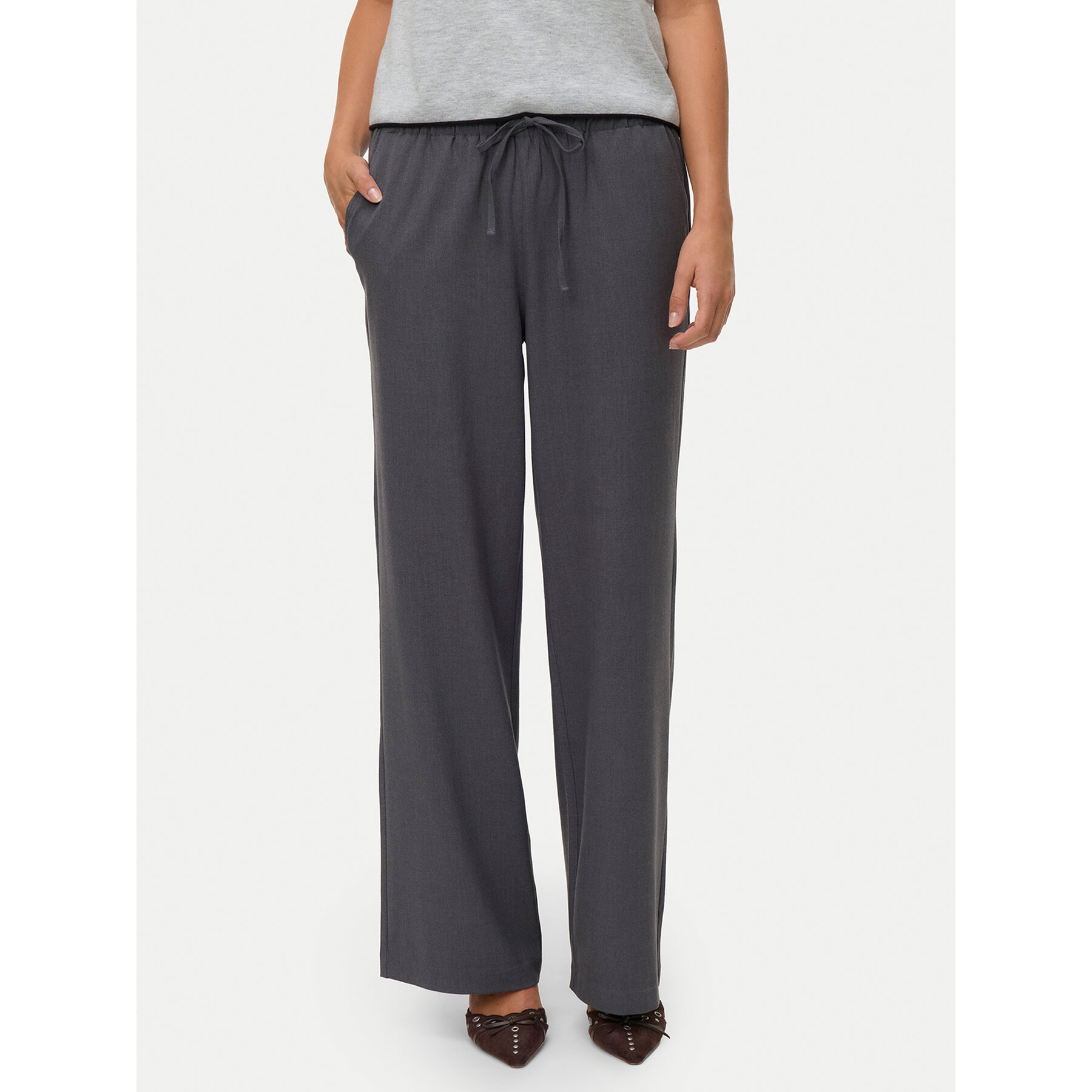 Vero Moda Spodnie materiałowe Milly 10331924 Szary Wide Leg