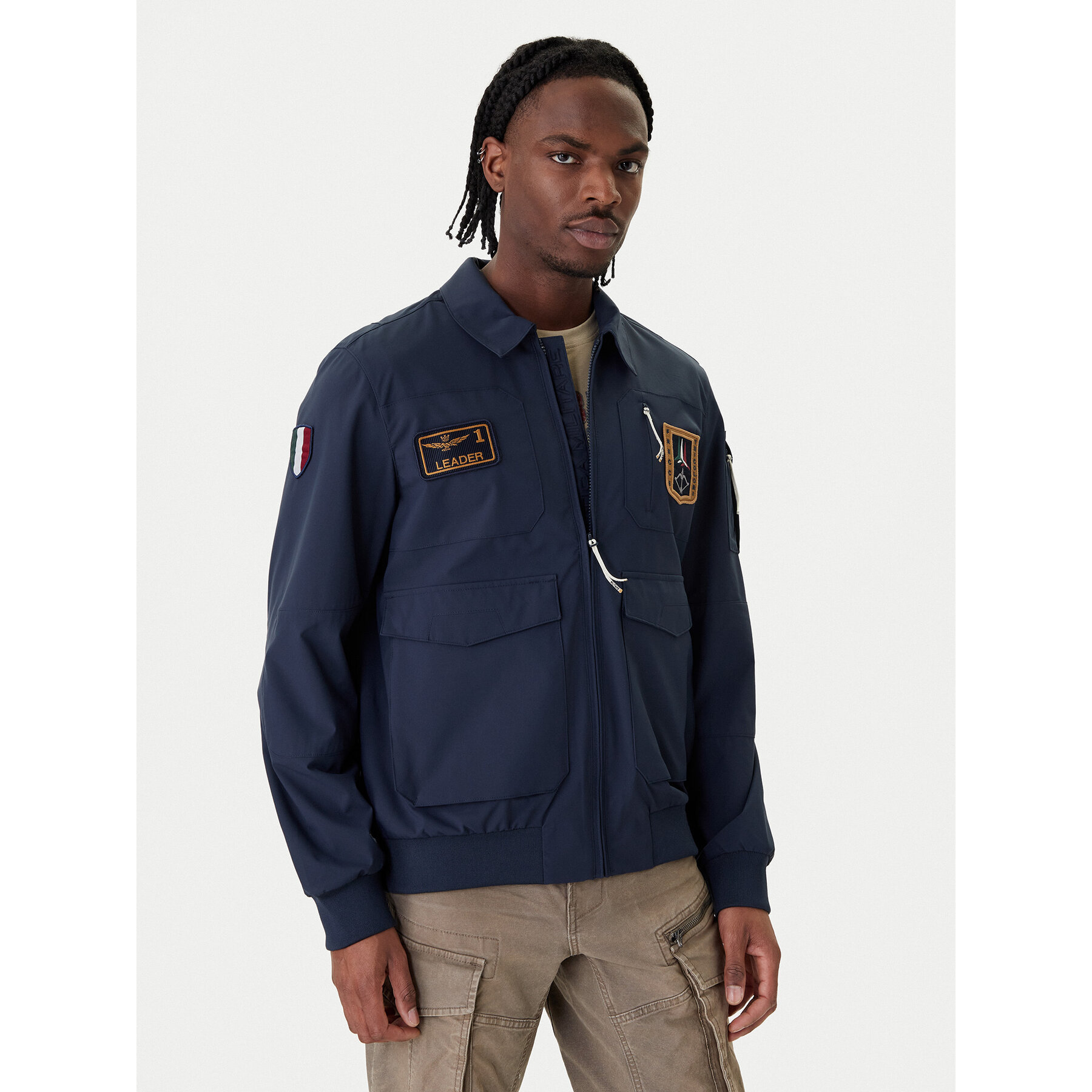 Aeronautica Militare Kurtka bomber 261AB3049UCT04290 Granatowy Regular Fit