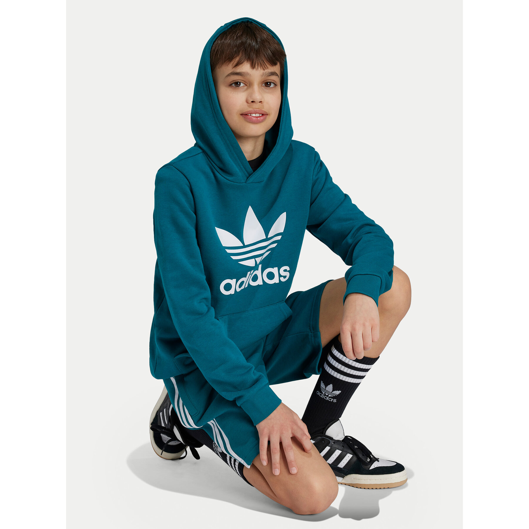 adidas Bluza Trefoil IY7440 Turkusowy Regular Fit