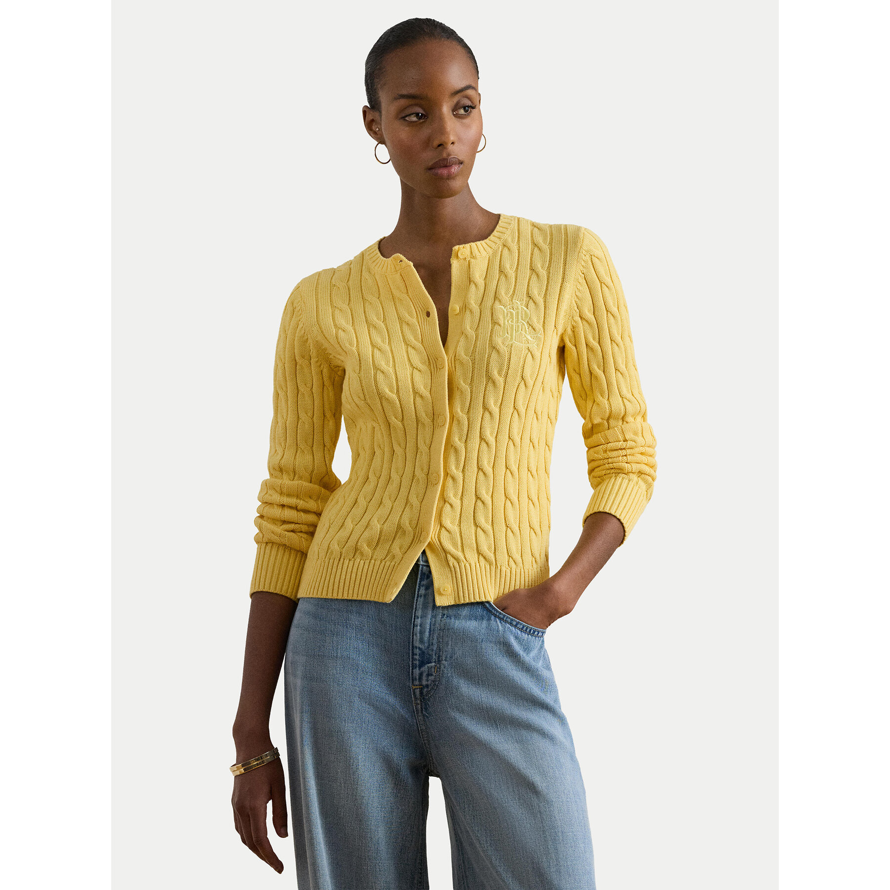 LAUREN RALPH LAUREN Kardigan 200932225016 Żółty Regular Fit