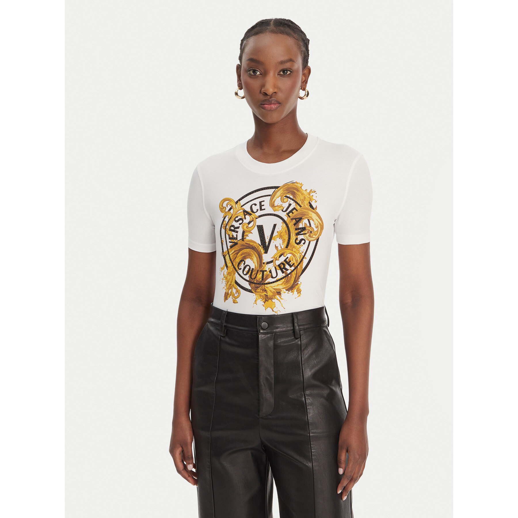 Versace Jeans Couture T-Shirt 80HAHE01 CJ02E Biały Slim Fit