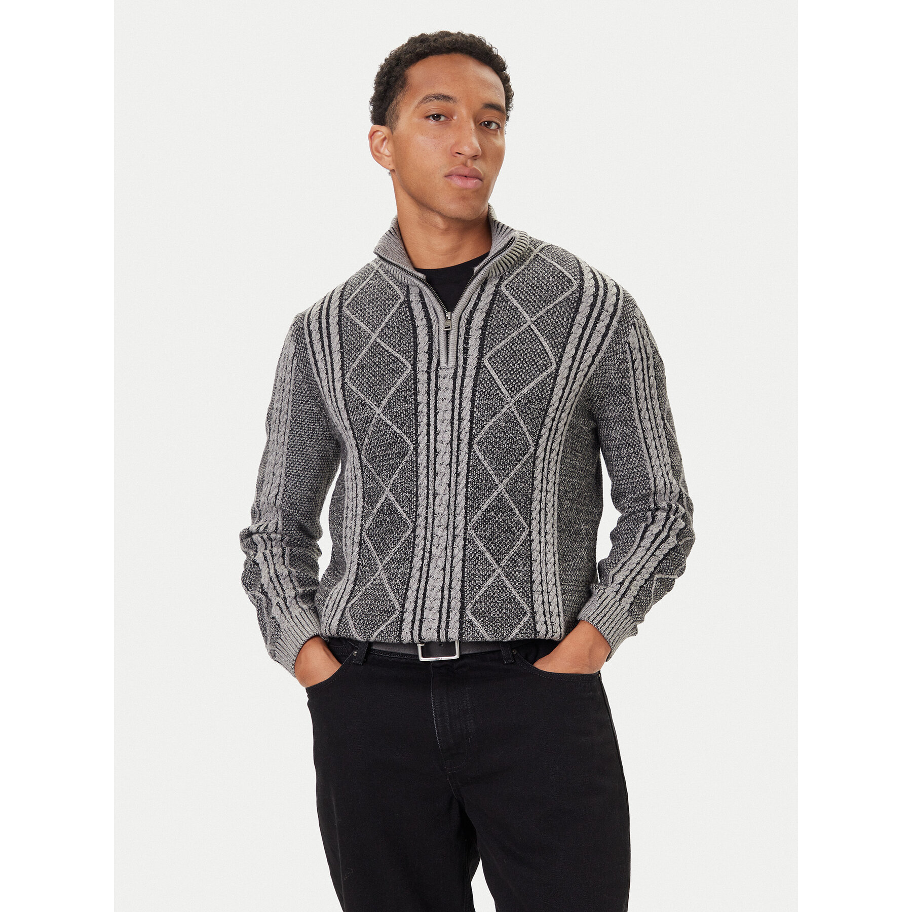 Guess Sweter M5BR44 Z2ZK2 Szary Regular Fit