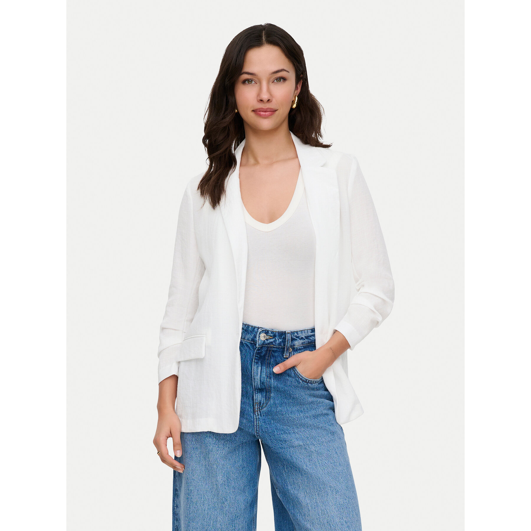 ONLY Marynarka Lita 15370275 Biały Regular Fit
