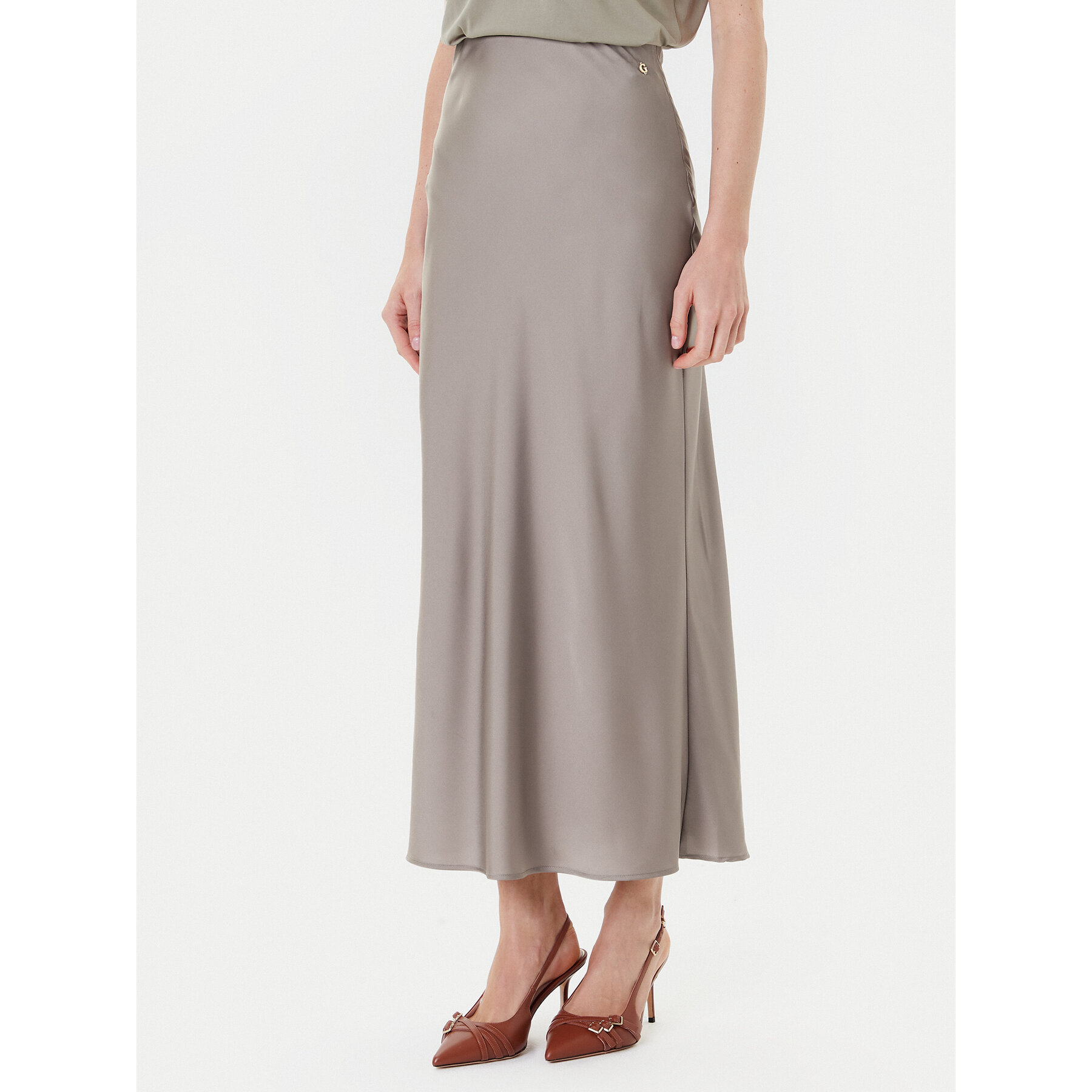 Guess Spódnica midi W5YD55 WF1T2 Szary Regular Fit