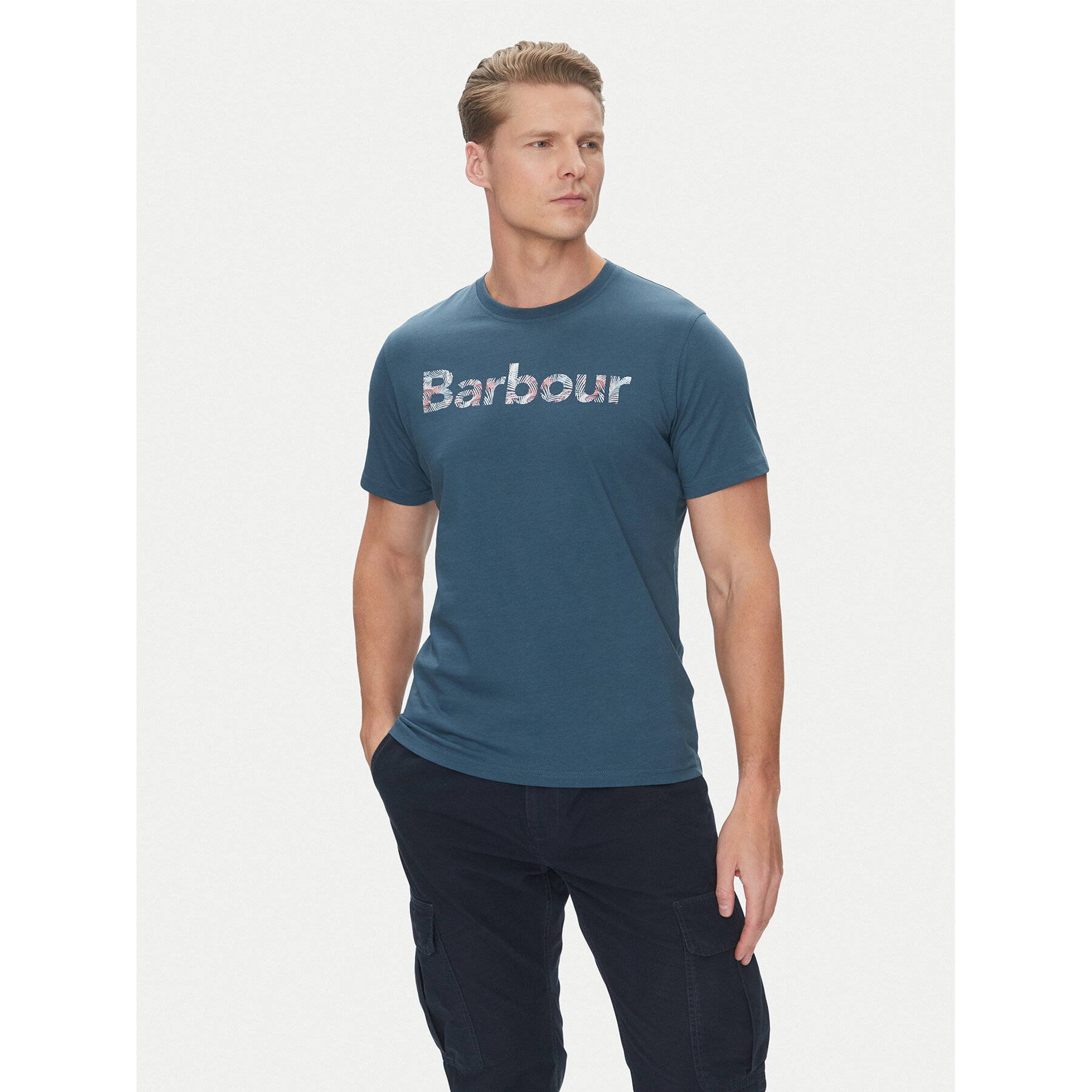 Barbour T-Shirt Devon MTS1391BU18 Granatowy Regular Fit