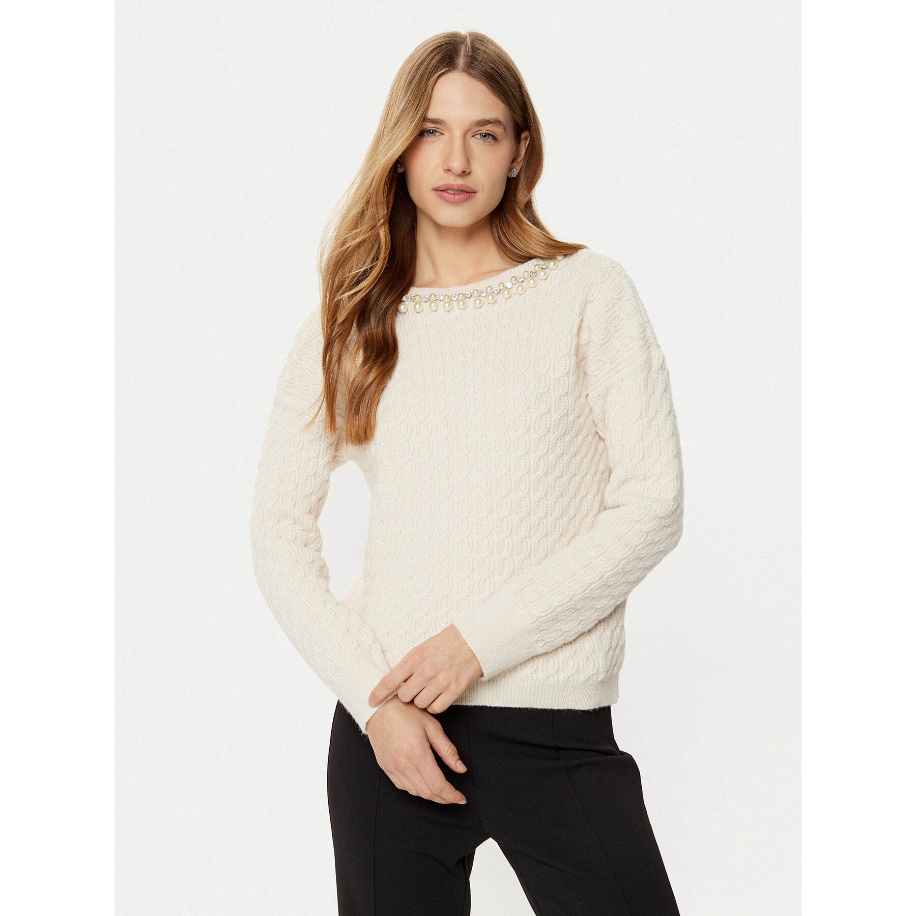 Rinascimento Sweter CFM0011717003 Écru Regular Fit