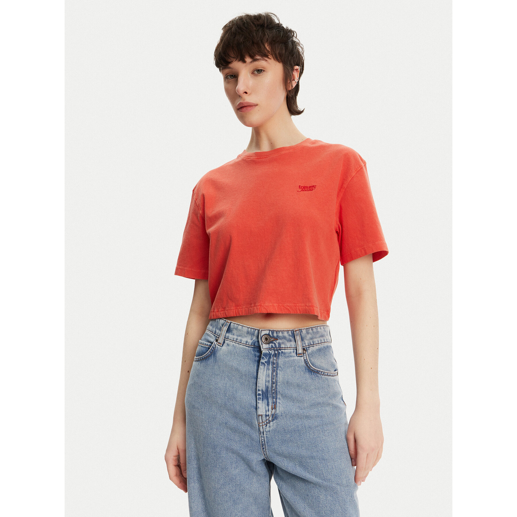 Tommy Jeans T-Shirt DW0DW20324 Pomarańczowy Relaxed Fit