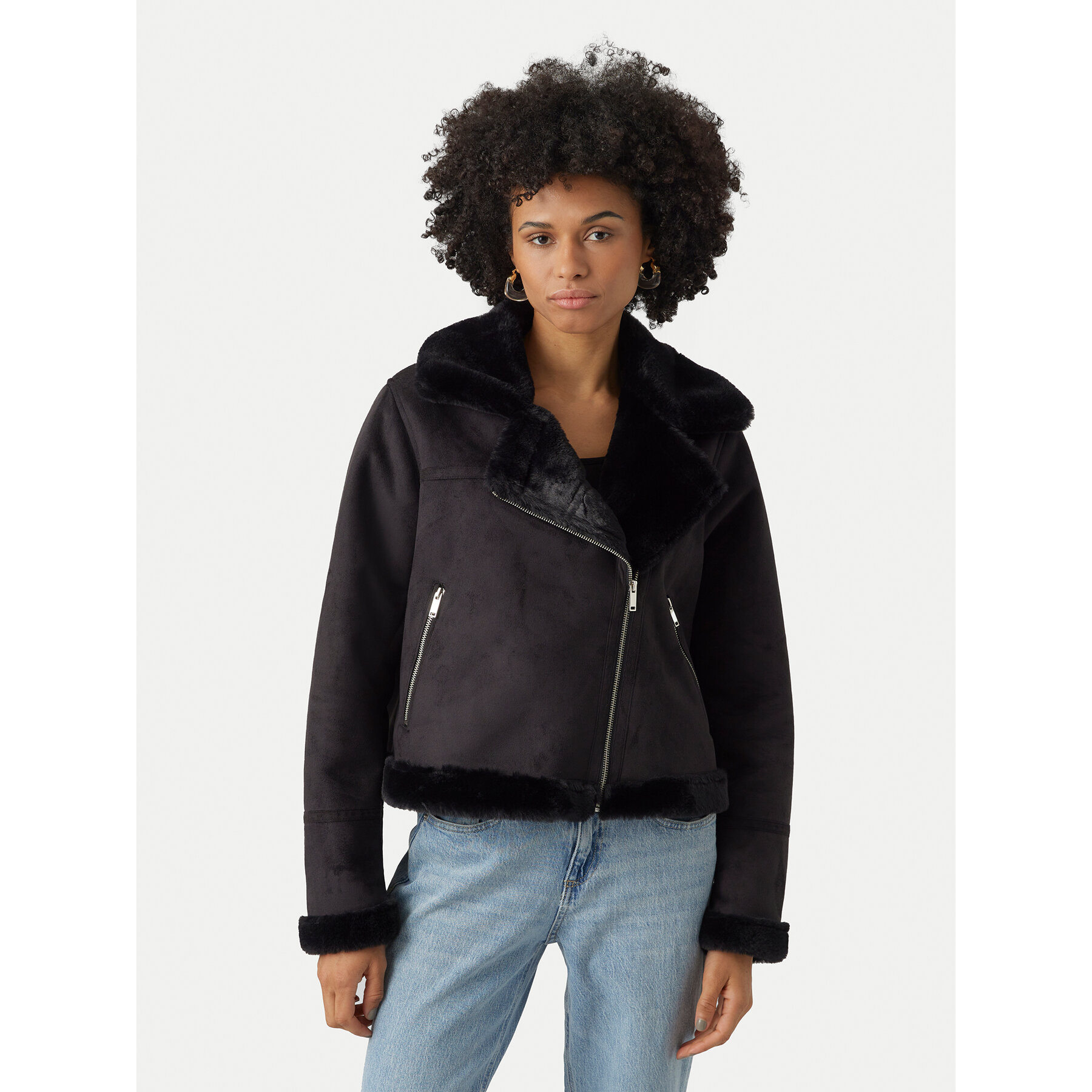 Vero Moda Kożuch Peggy 10290150 Czarny Regular Fit