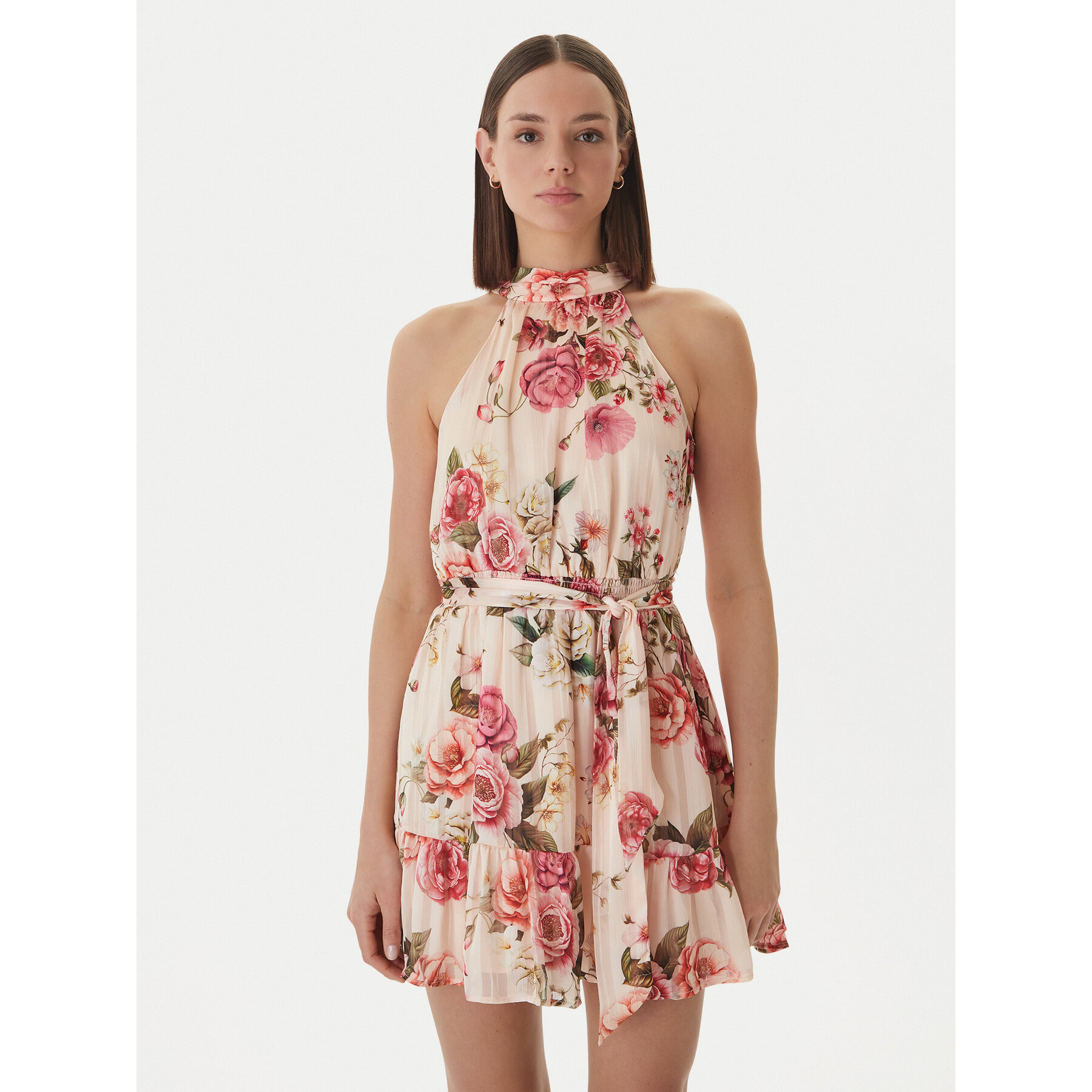 Guess Sukienka koktajlowa W6GKAE W2555 Beżowy Regular Fit
