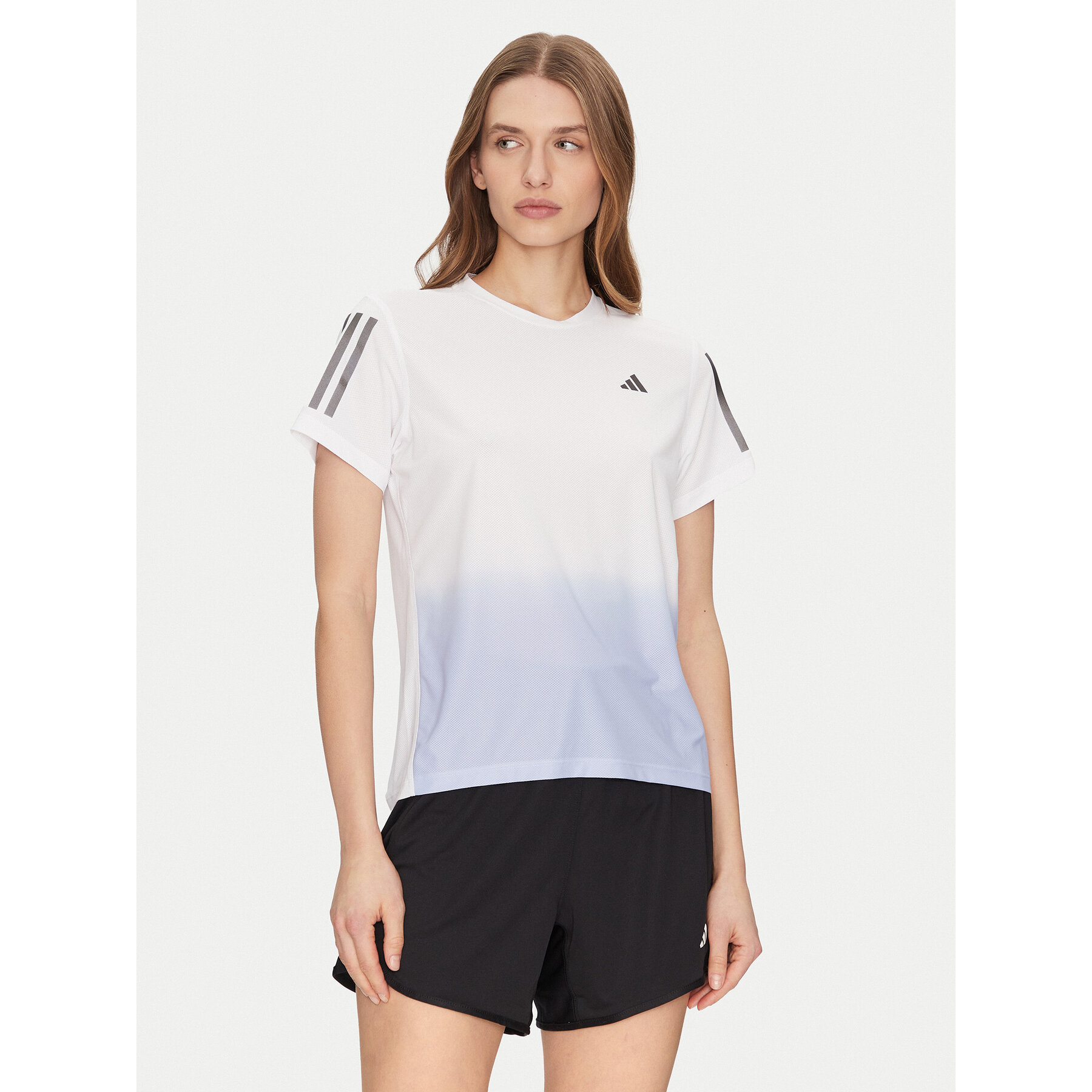 adidas Koszulka techniczna Own the Run Colorblock JC9889 Biały Regular Fit