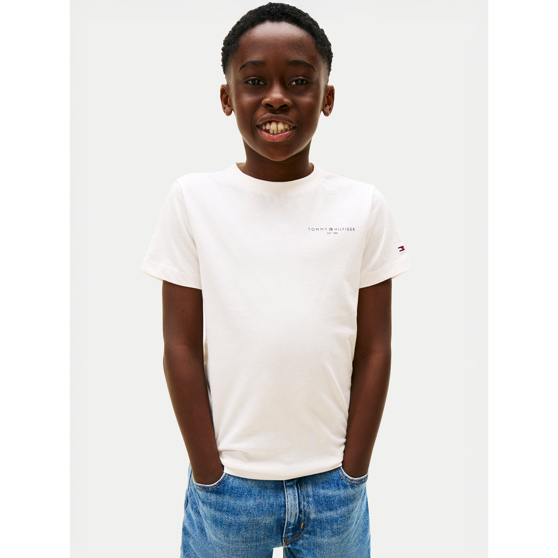 Tommy Hilfiger T-Shirt Mini Corp KS0KS00661 Écru Regular Fit