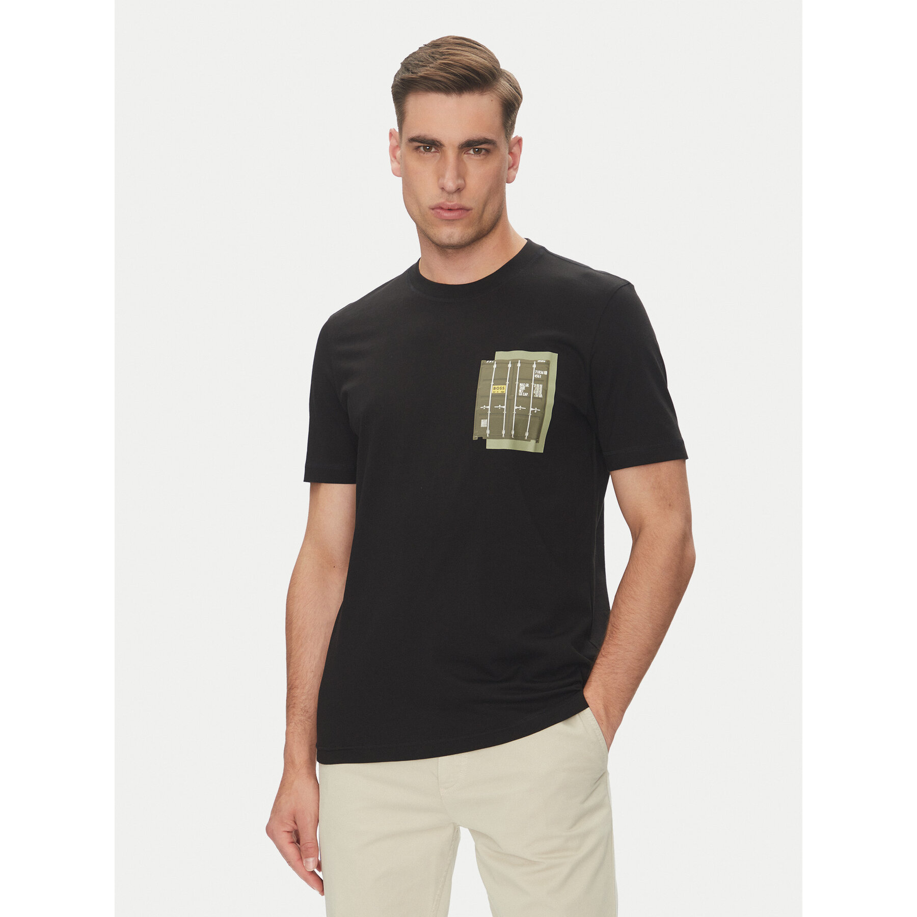 BOSS T-Shirt Te_Container 50546920 Czarny Regular Fit
