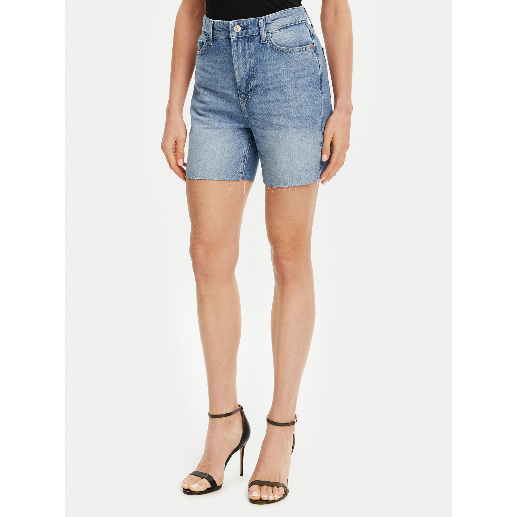 Guess Szorty jeansowe W5GD47 D5B94 Niebieski Regular Fit