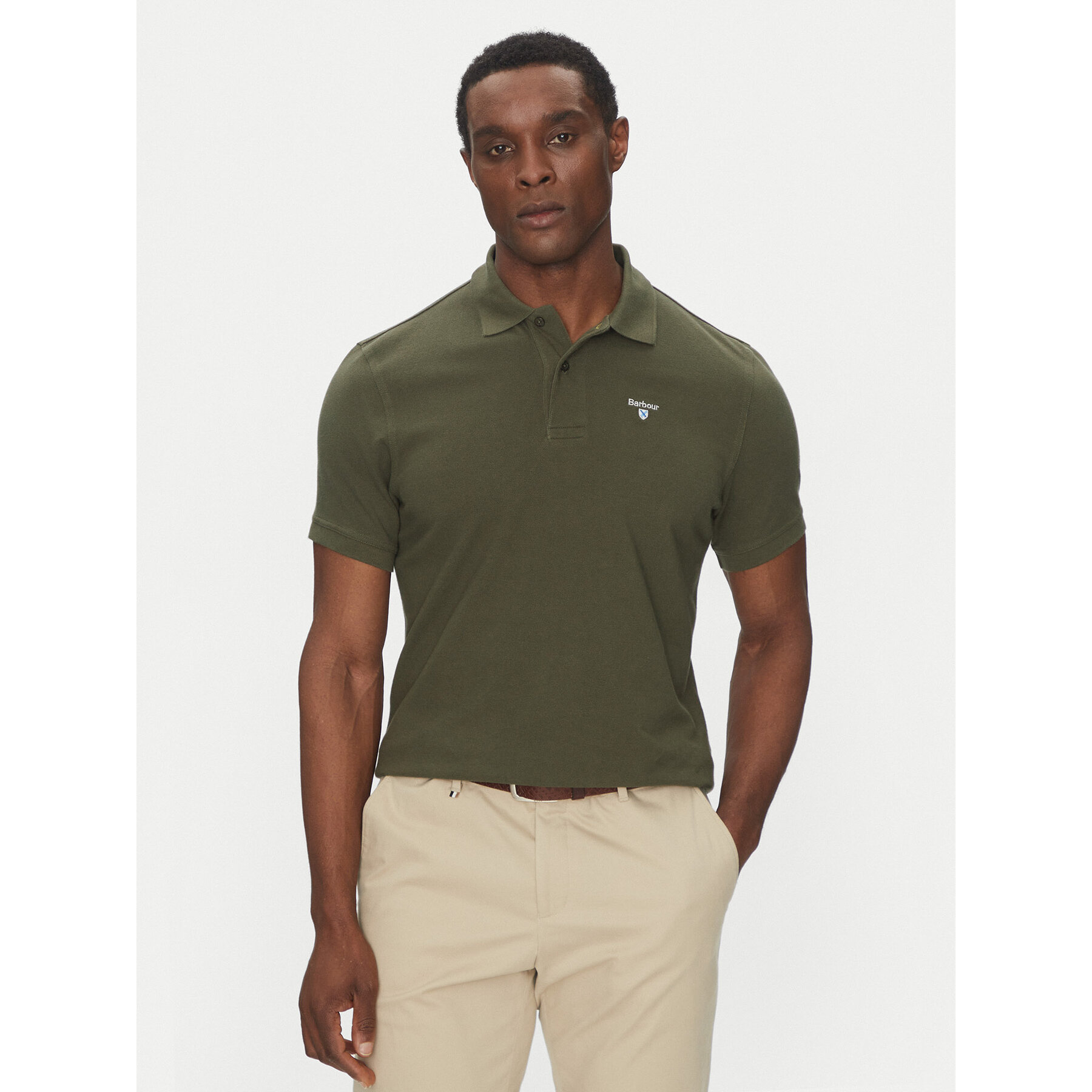 Barbour Polo Original Sports MML0358OL71 Zielony Tailored Fit