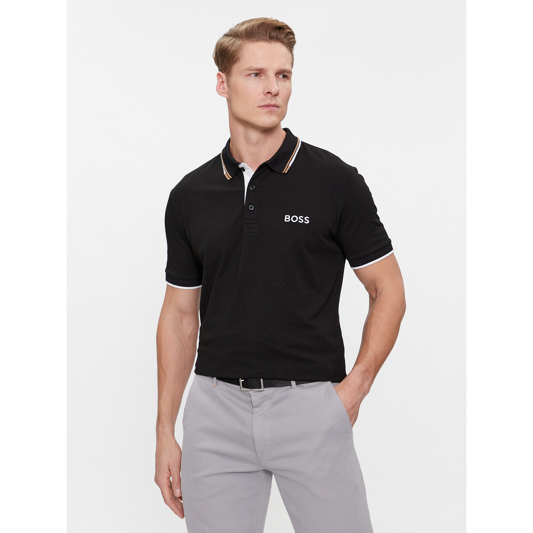 Boss Polo Paddy Pro 50469102 Czarny Regular Fit