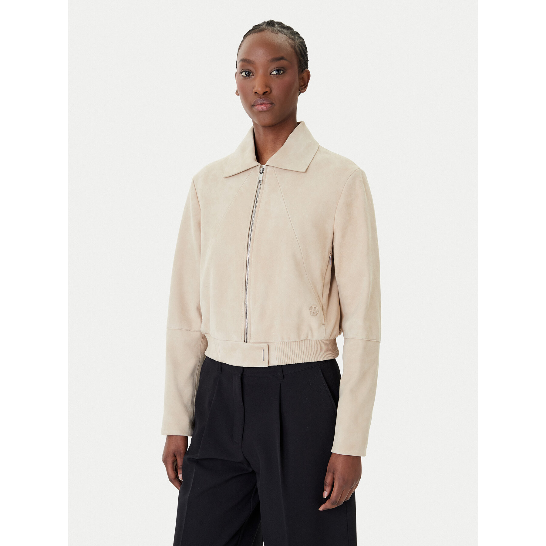 BOSS Kurtka skórzana Salene 50552203 Beżowy Regular Fit